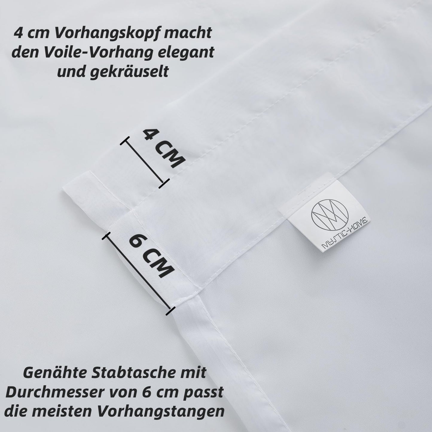 MYSTIC-HOME Gardinen Weiss Transparent - Voile Gardinen Wohnzimmer Modern - Luftige Soft und Sonnenlichtfilterung - Rod Pocket Vorhang Weiß Durchsichtig für Schlafzimmer, Weiß 2er Set H245 x B140 cm