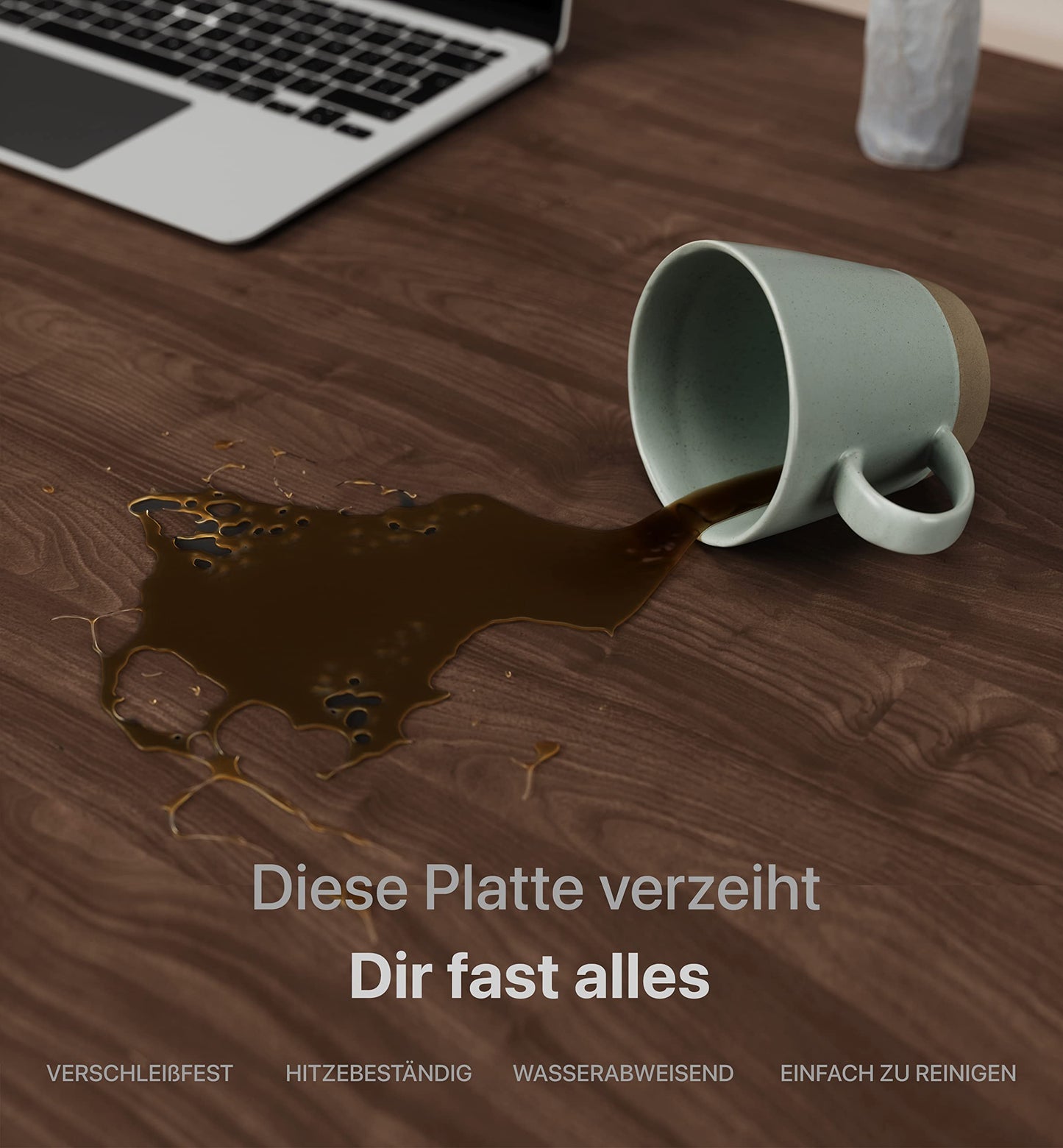 Desktronic Tischplatte 160x80 cm Schreibtischplatte – Perfekt für höhenverstellbare Schreibtische, Esstische und mehr – Made in Europe – 25 mm stabile Tischplatte langlebig (Nussbaum)