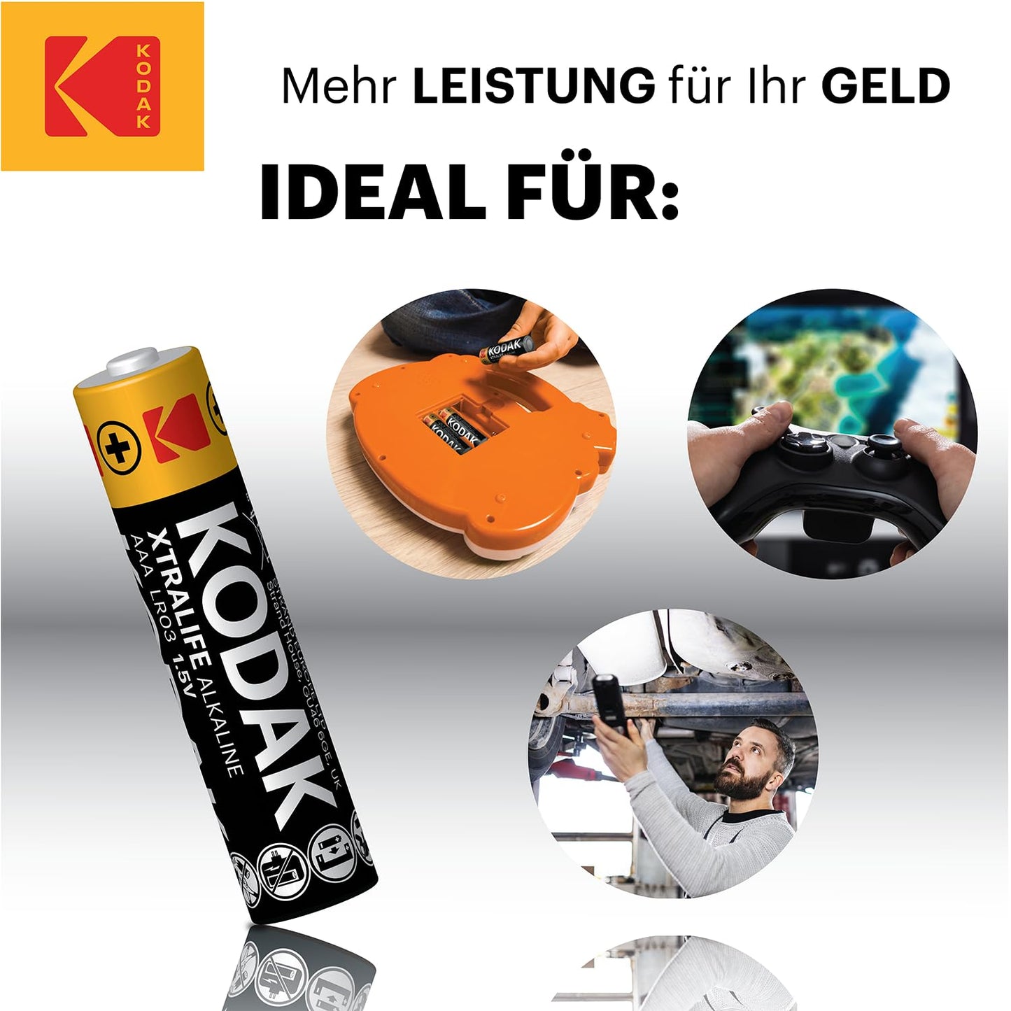 Kodak | AAA-Batterien | Triple-A-Batterien | Einweg-Batterien |Alkalibatterie, 1,5 V | 60 Stück