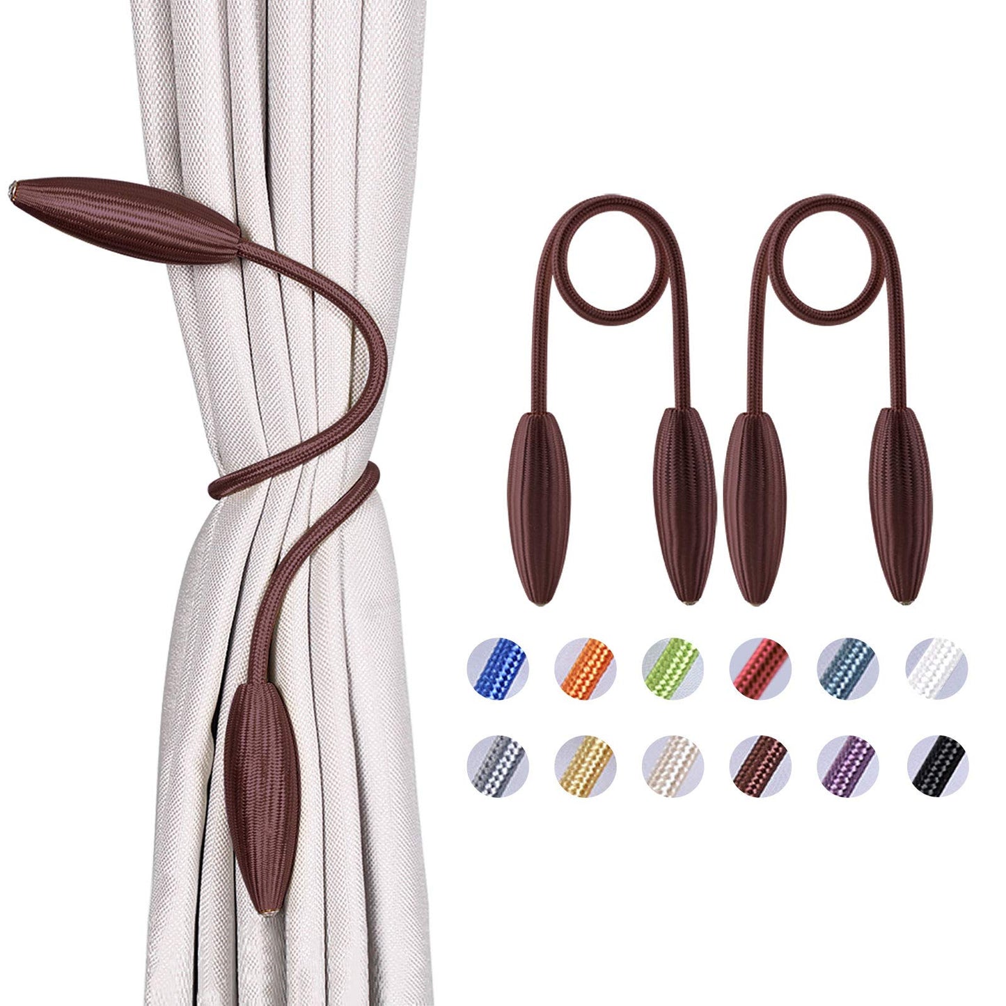 Pretty Jolly 2 Stück DIY Twist Curtain Tiebacks Creative Decorative Drape Tie Backs European Style Random Modelling Curtain Holdbacks for Home & Office Window Blackout & Sheer Drapery (Braun)