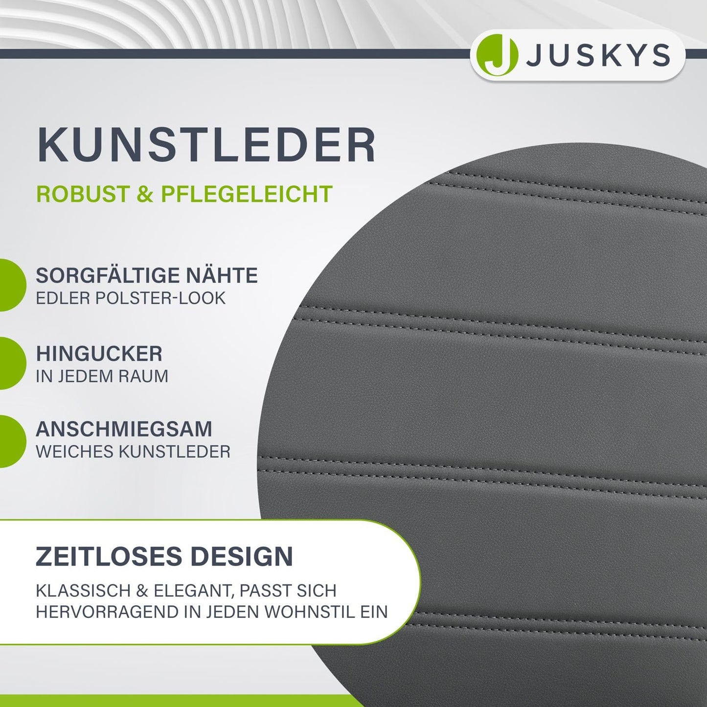 Juskys Freischwinger Schwingstuhl Vegas 4er Set - 4 Esszimmerstühle mit Rückenlehne, Küchenstühle aus Metall & Kunstleder - Stühle modern für Esszimmer, Wohnzimmer & Küche - Grau