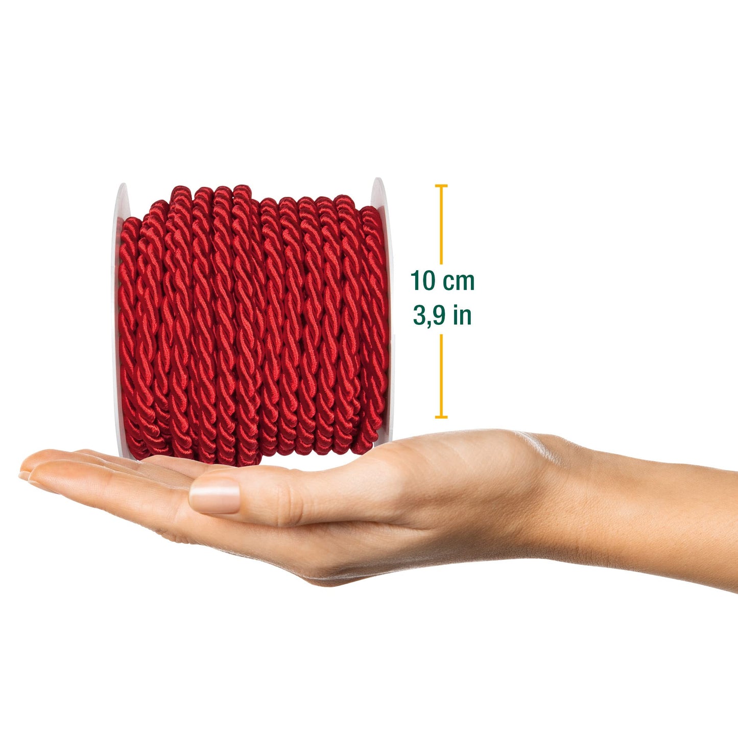 Halbach Seidenbänder Premium Kordel (rot) | Breite 6mm Länge 10m | Made in Germany & Öko-Tex Zertifiziert | glänzende Satinkordel aus Acetat