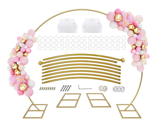 PILIN Ballonbogen Kit Metall Ballonbogen Stand Halbkreisbogen für Geburtstag, Party, Hochzeit Dekoration 2.7M GOLD