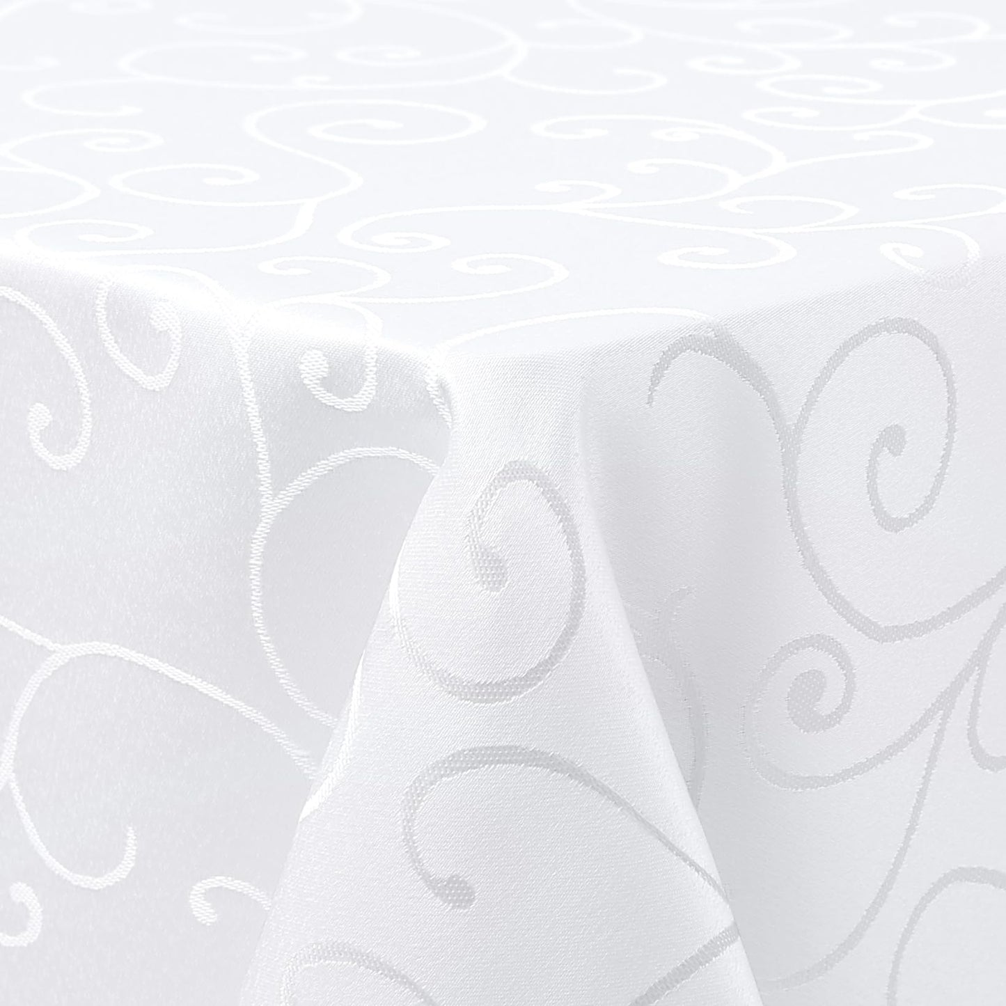 Homaxy Tischdecke Abwaschbar Rechteckig 140x240cm Polyester Tischtuch Tafeldecke Jacquard Tischwäsche Ornamente Schmutzabweisend Pflegeleicht, Weiß