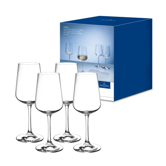 Villeroy & Boch – Ovid Weißweinglas-Set 4 teilig 380 ml, Spülmaschinenfest, Gläser, Weißweingläser, Weinglas Set, Weingläser Weißwein, Schöne Weingläser, Weinglas Kristall, Kristallglas