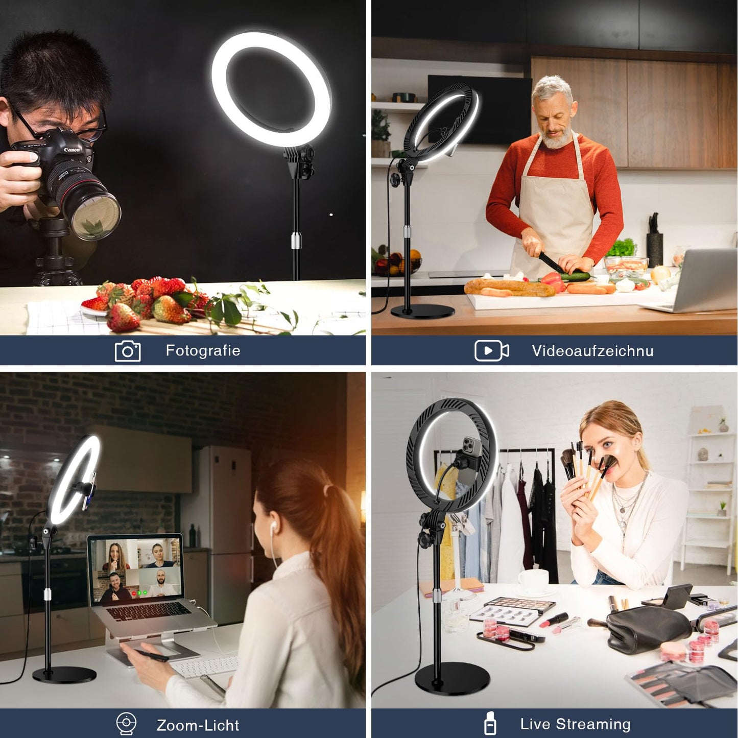 Ringlicht mit Stativ,Ring Light Tisch Selfie Licht Ringleuchte Lichtring,10.5 Zoll 3 Lichtfarben 10 Helligkeiten LED Ring Licht Handy stativ mit licht für Makeup/YouTube/Fotografie/TikTok