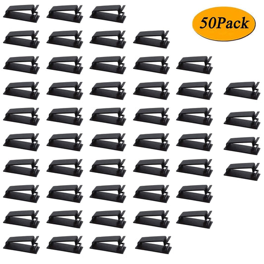 SOULWIT® 50 Stück Stark Selbstklebende kabelmanagement, Kabel Organizer, Kabel Clips für TV, PC, Laptop, Ethernet Kabel, Schreibtisch, Heim, Büro (Schwarz)