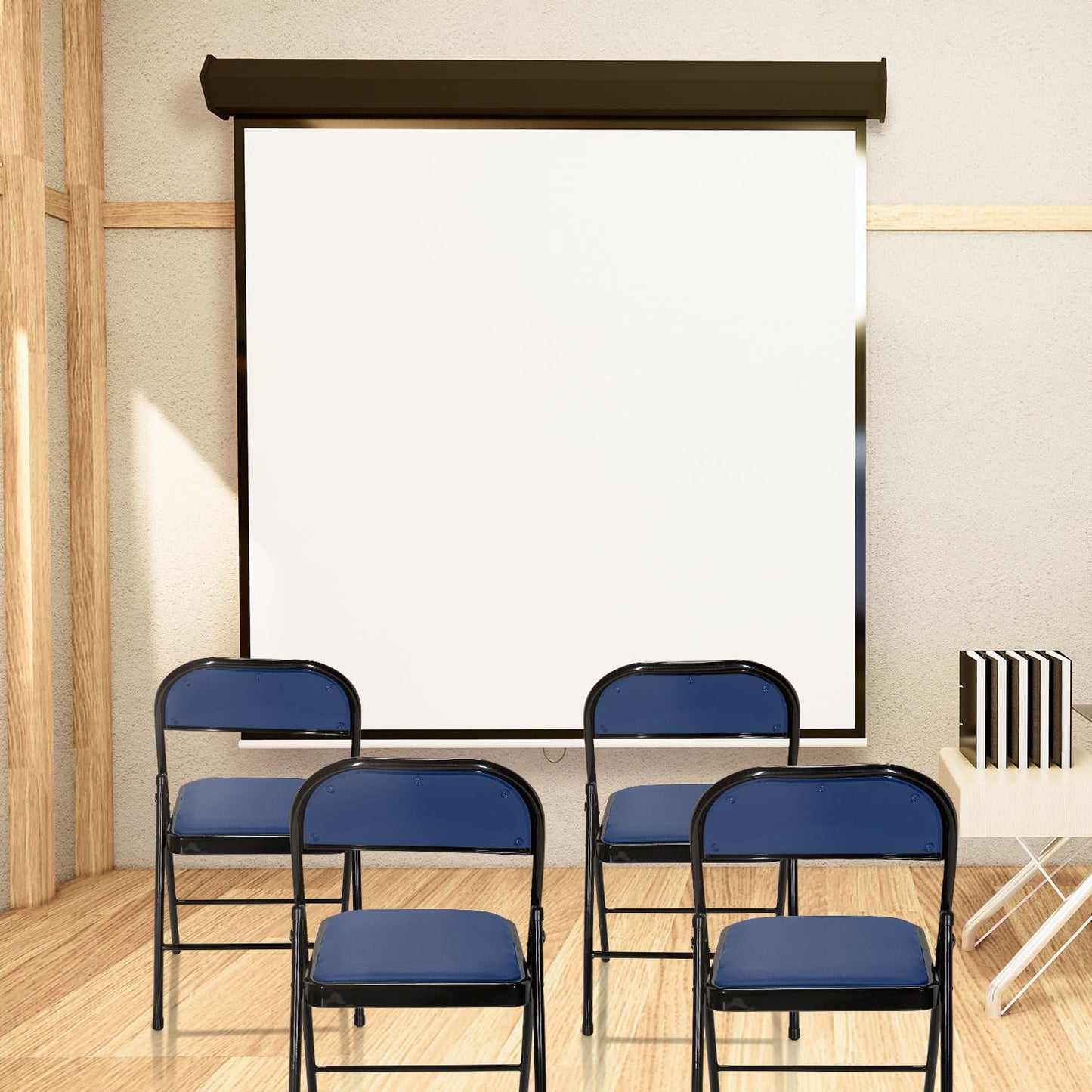 hjh OFFICE TUDELA Klappstuhl Blau – Gepolstert, Kunstleder, bis 130 kg