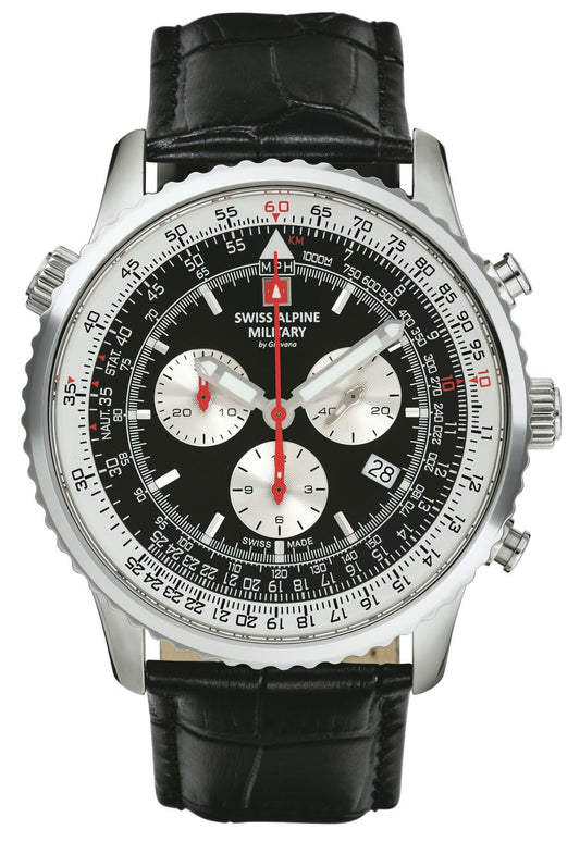 Swiss Alpine Military Herren Uhr Chronograph Analog Quarz 7078.9537SAM Leder
