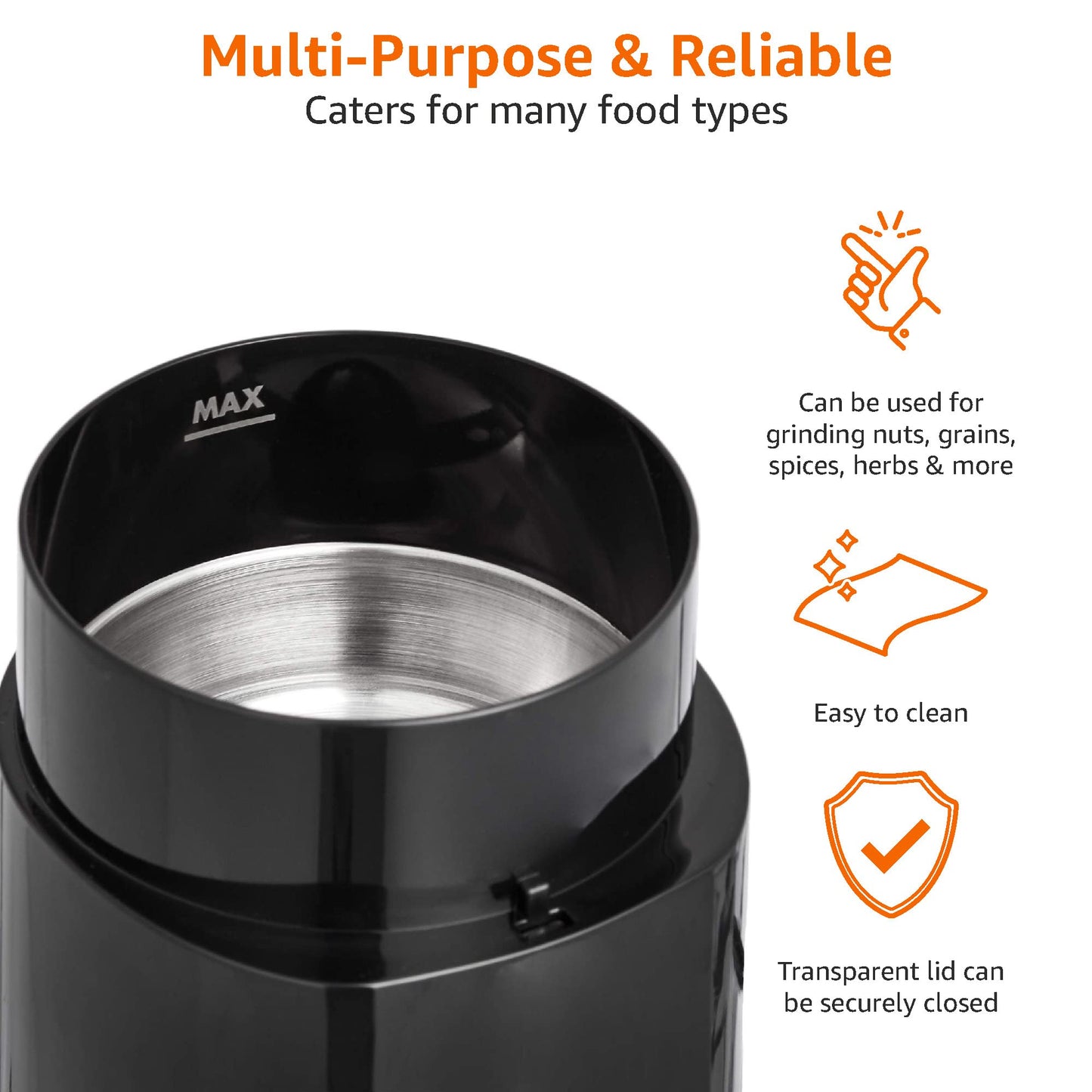 Amazon Basics Elektrische Kaffeemühle, schwarz