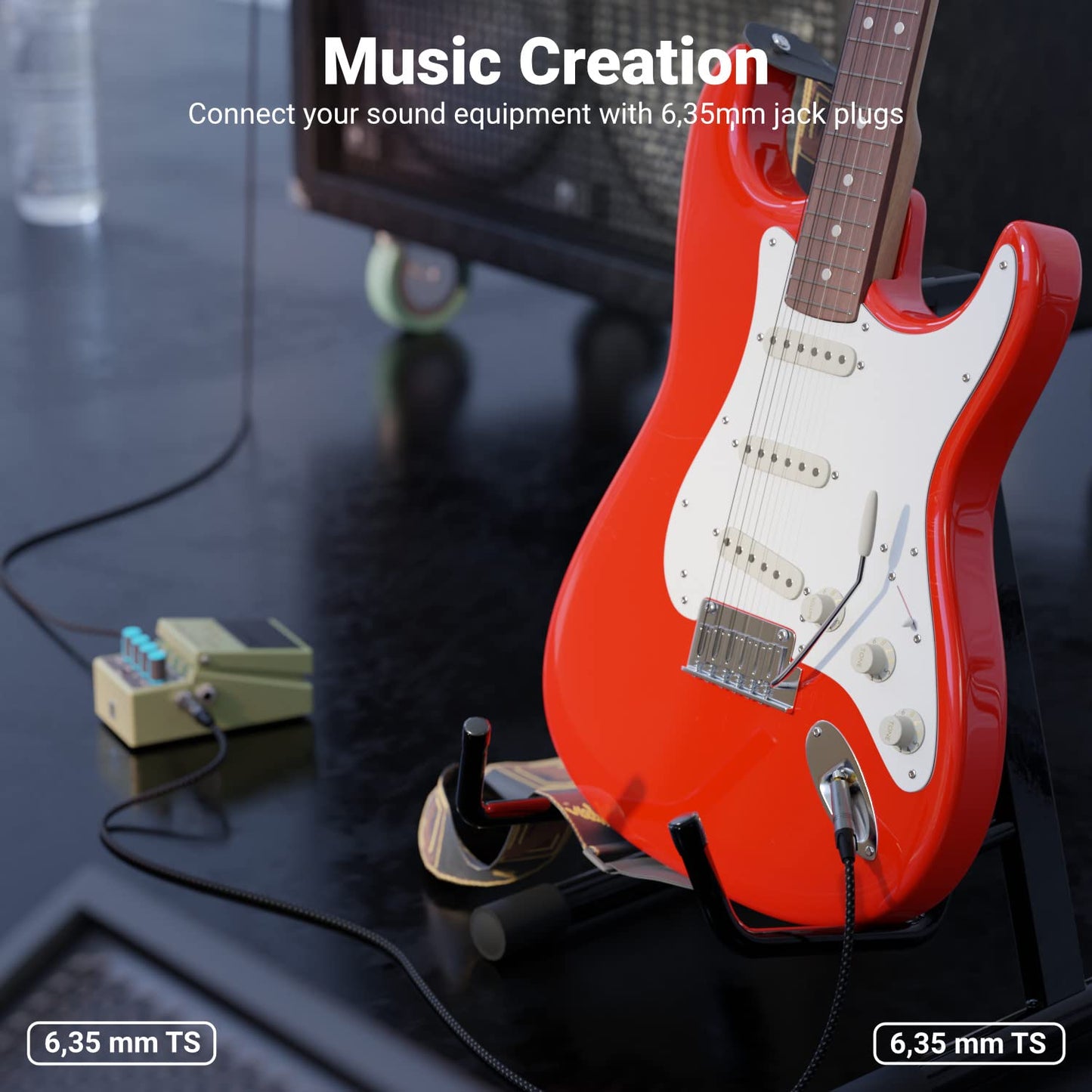 deleyCON 15m Instrumentenkabel 6,35mm auf 6,35mm Klinke Mono AUX - Studio Qualität - aus reinem OFC Kupfer (AWG24) - Klinkenkabel für E-Gitarre Bass Verstärker Mixer Keyboard