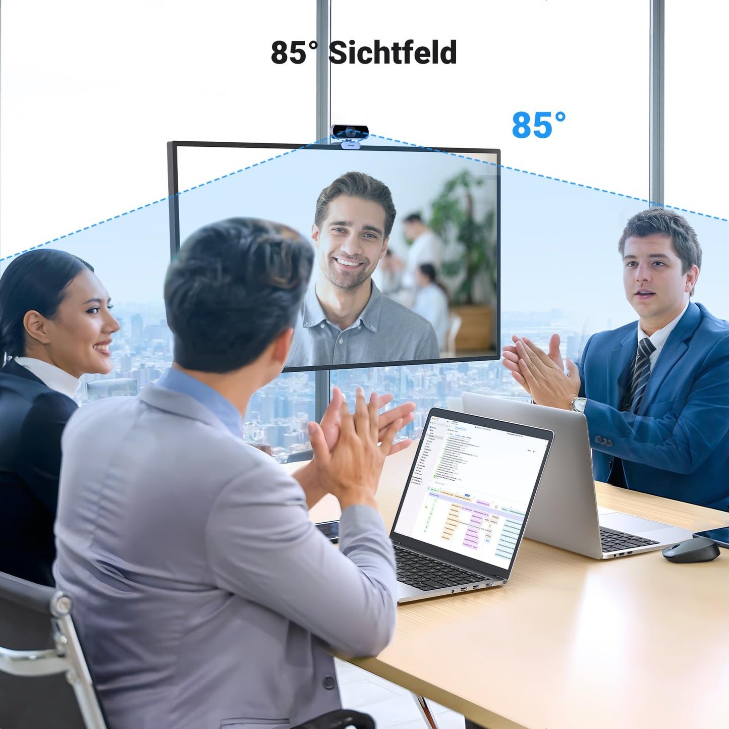 UGREEN Webcam Full HD 1080P/30fps USB Webcam für PC, Webcam mit Mikrofon, klares Stereo-Audio, automatische Lichtkorrektur, 85° Ansicht, USB Webcam für Live Streaming, Videoanrufe, Lernen, Konferenzen