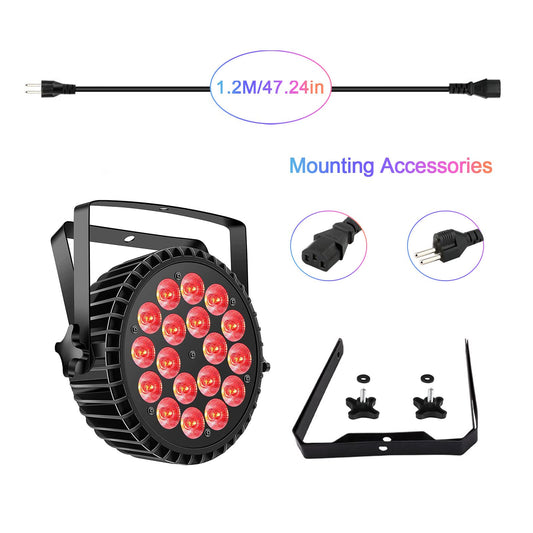 DELIBANG LED Par Scheinwerfer 200W 18 LED Bühnenlicht Strahler Discolicht Partylicht,8CH Par LED Licht RGBW DMX Strobe Sound Aktiv Modus Beleuchtung DJ Lichteffekt für Show Bar KTV Party Halloween