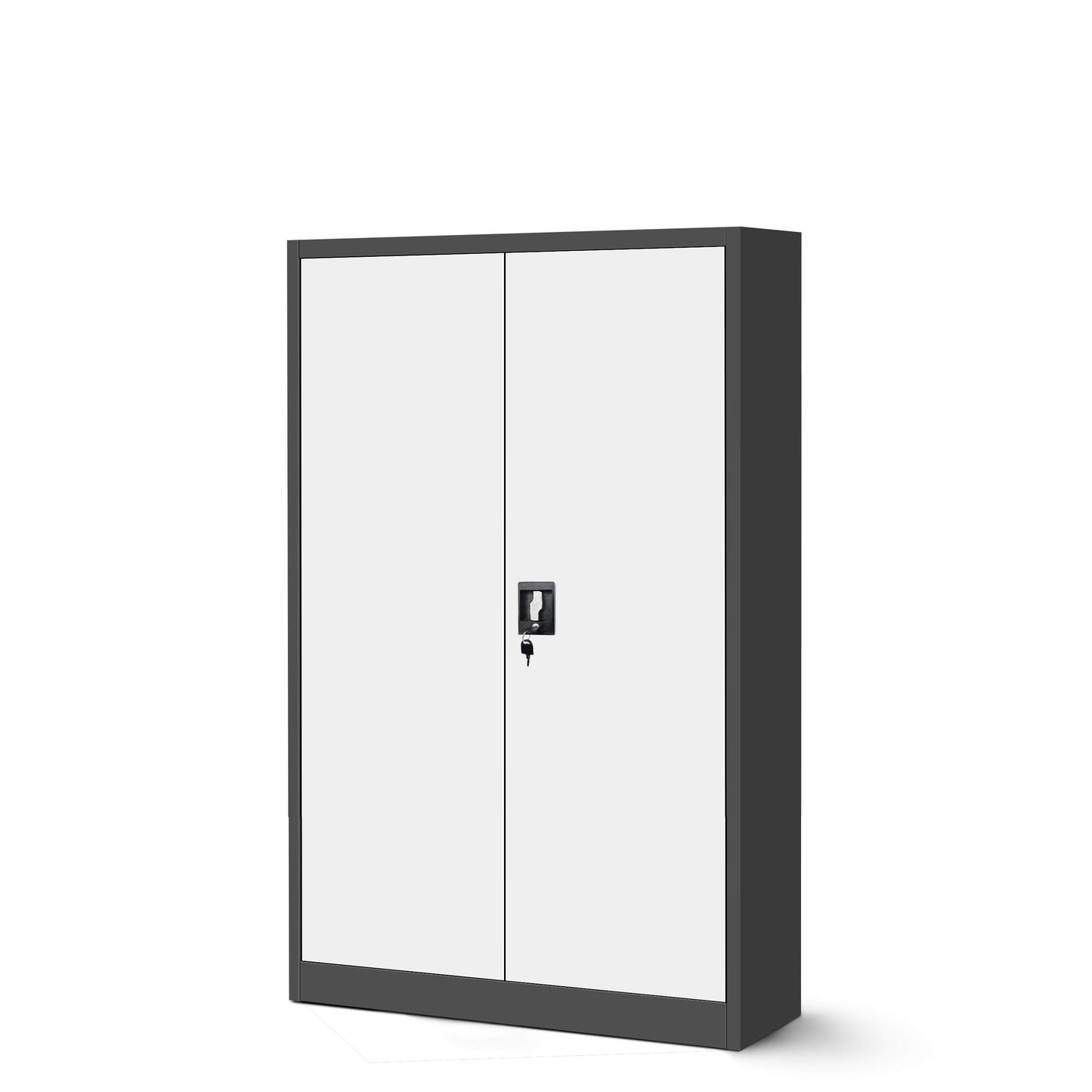 Jan Nowak Aktenschrank C001K Metallschrank Büroschrank Werkzeugschrank 3 Fachböden Stahlblech Flügeltüren Pulverbeschichtung 140 cm x 90 cm x 40 cm (Anthrazit/Weiß)