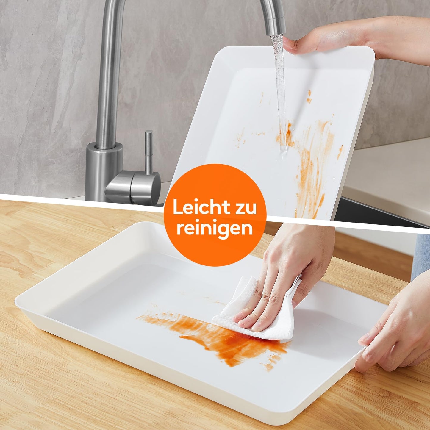 Lifewit Kunststoff Serviertablett, 36,7 x 24 cm, Großes Tablett, 6er-Set, BPA-frei, Wiederverwendbar, Servierplatte für Buffets, Feiern, Picknicks, Frühstück und Snacks, Weiß