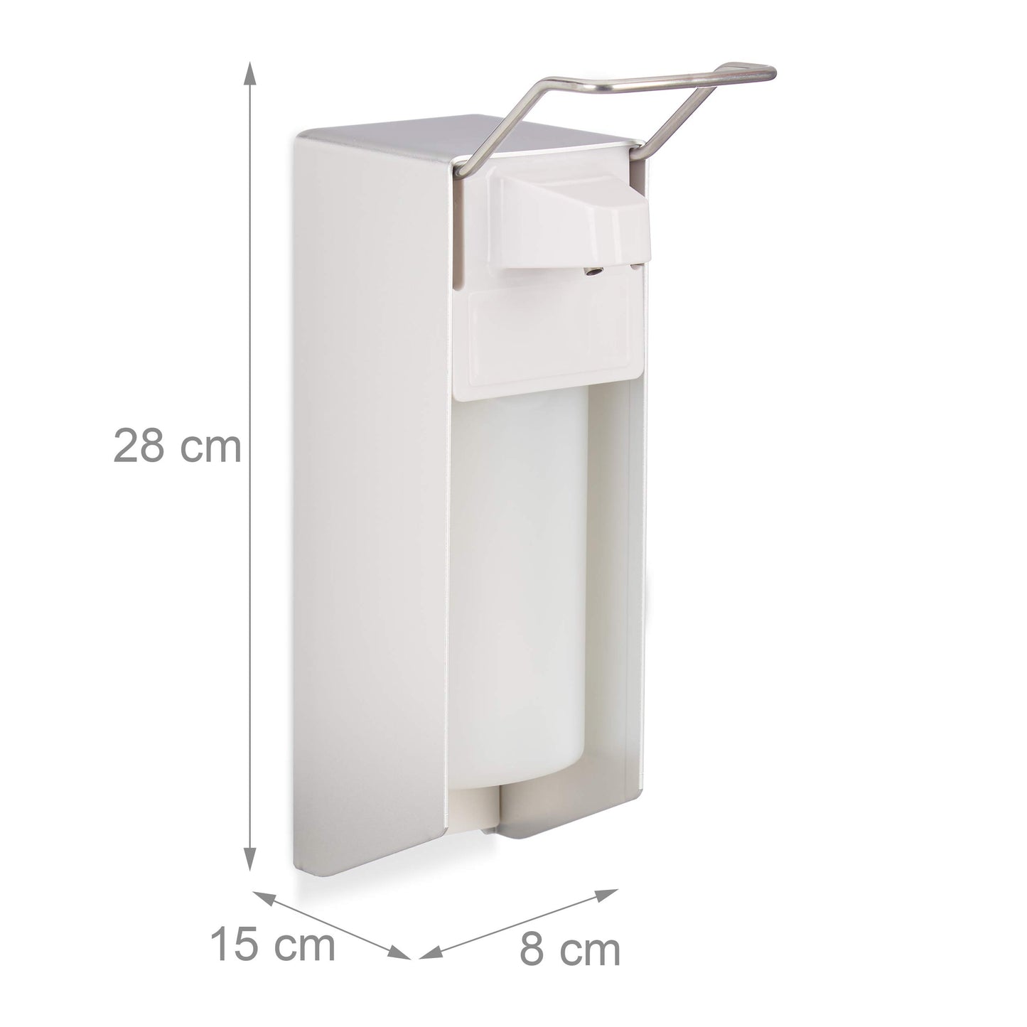 Relaxdays 2 x Eurospender 500 ml, intelligente Handhygiene, Seifenspender, Desinfektionsmittelspender, Bügel-Mechanik, weiß