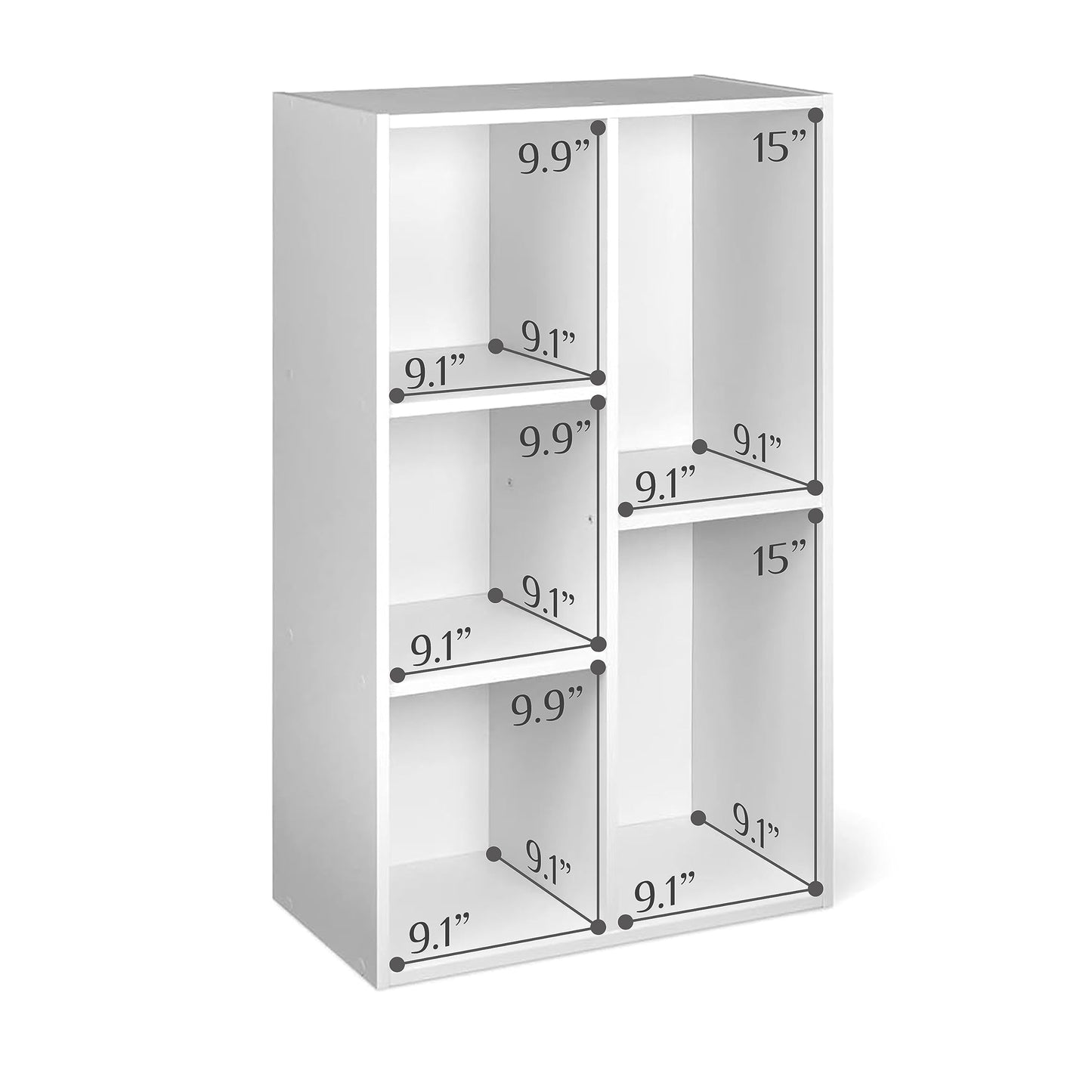 Amazon Basics Bücherregal mit 5 Fächern, Büroregal, Wohnzimmer, Schlafzimmer, Würfel, Weiß, 50 x 24 x 80 cm