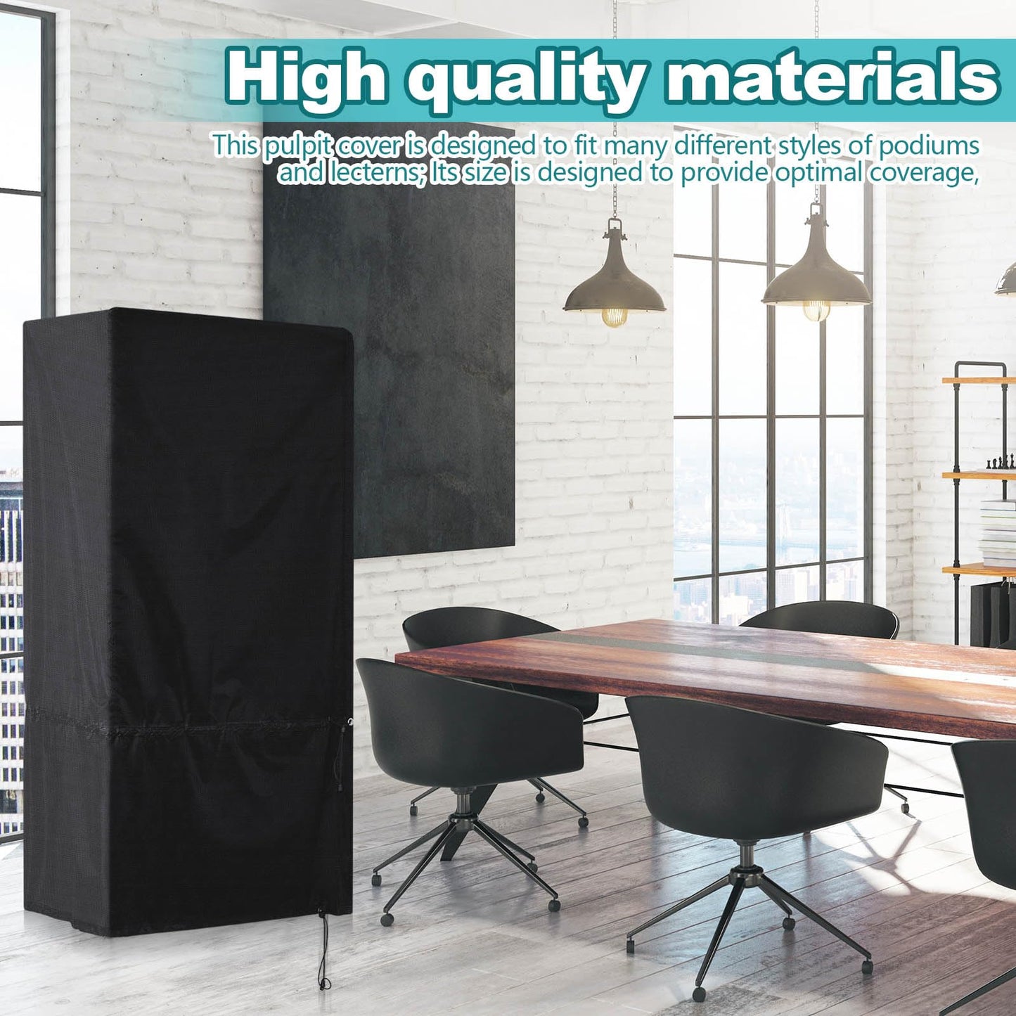 Ribbonlic Podium Schutzhülle für Kanzel, Rednerpult, wasserabweisend, PVC-beschichtetes Polyester, Podiumabdeckung für Podiumständer, Lehrer, Staffelei, Schreibtischregal, 61 cm L x 45 cm B x 124 cm H