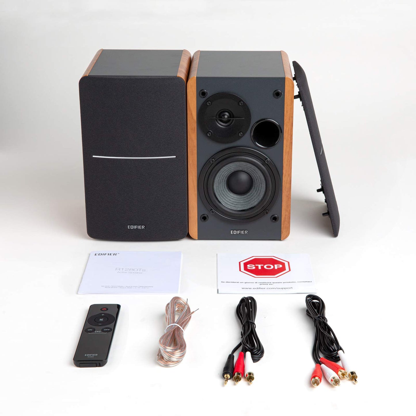 Edifier R1280Ts Verstärke Lautsprecher - 2.0 Stereo Aktive Nahfeldlautsprecher - Studio Monitor Lautsprecher - 42 Watts RMS mit Subwoofer Ausgang - Holzgehäuse, Braun