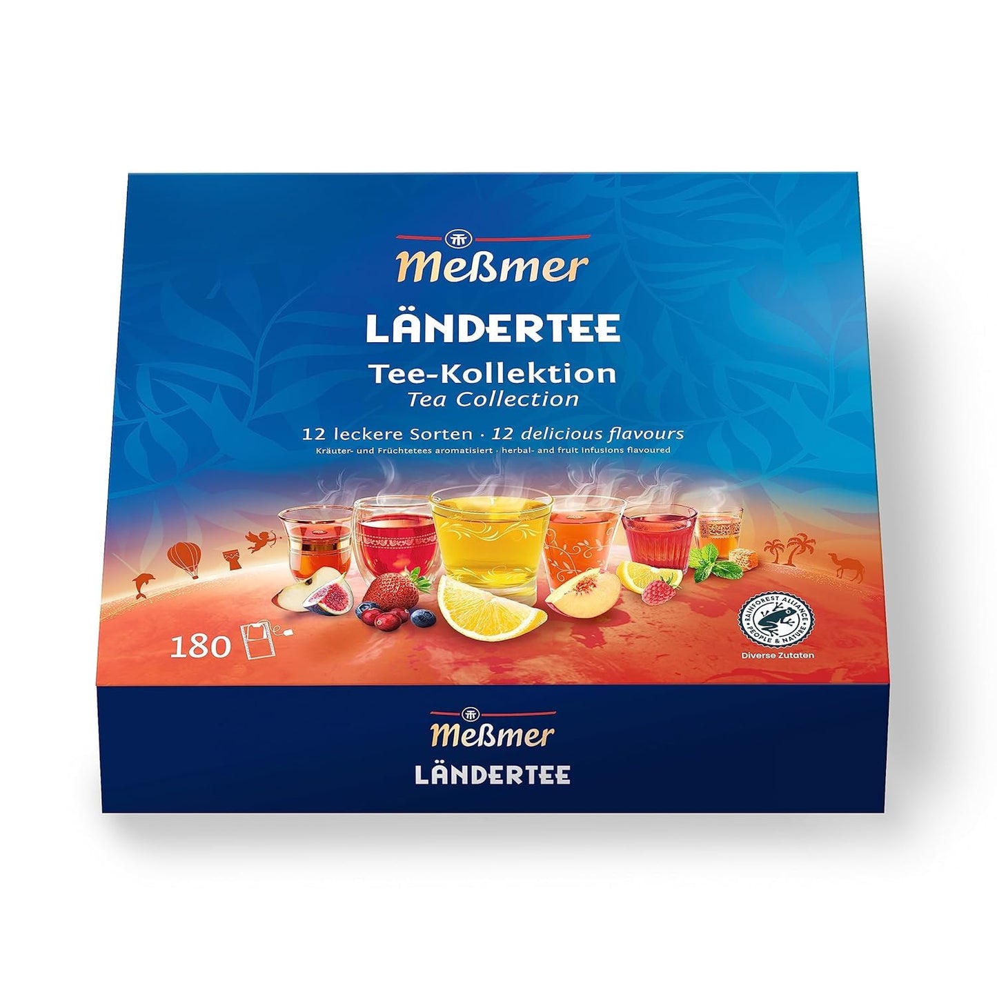 Meßmer Ländertee Collection Box | 12 beliebte Länderteesorten in 180 Teebeuteln | Jetzt mit hochwertiger Banderole | das perfekte Tee Geschenk | Glutenfrei | Laktosefrei | Vegan