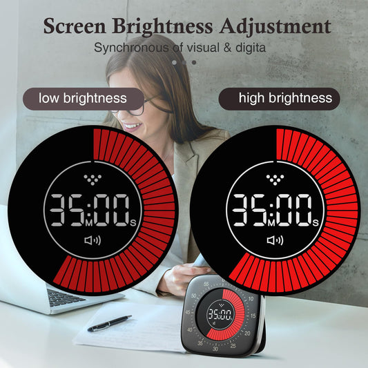 Dealswin Visueller Timer Wiederaufladbare, Timer Digital Time Kurzzeitmesser mit 4 Alarmmodi, 60 Minuten Count-up-Timer und Countdown-Timer für Kinder Lernen Erwachsenenarbeit Küche Kochen(Schwarz)