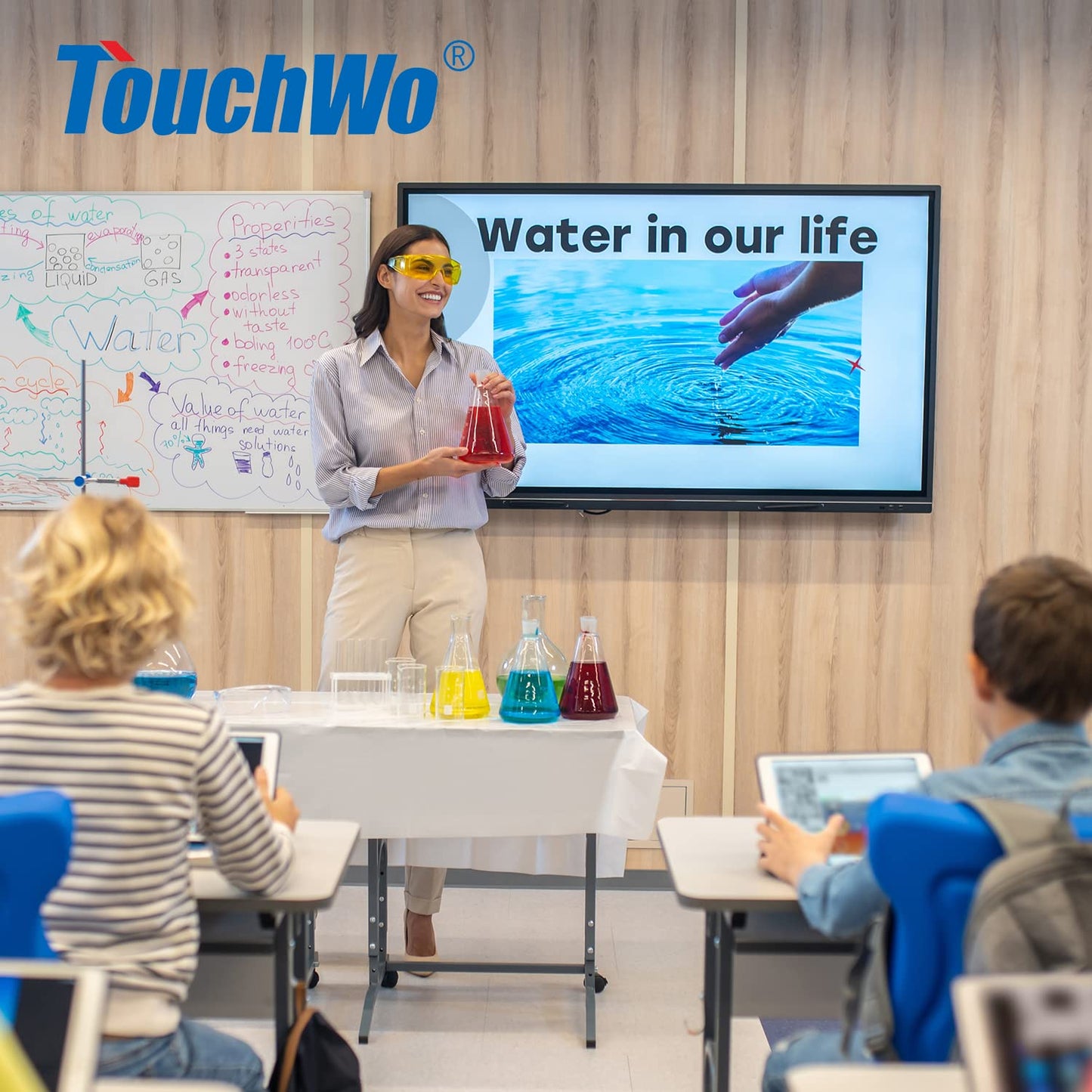 TouchWo 43 Zoll Interaktiver Touchscreen-Monitor, Smart Board mit Wandhalterung, Präsentations-Whiteboard All-in-One-Touchscreen-PC für Büro & Klassenzimmer, Core i7 8 GB RAM & 256 GB ROM
