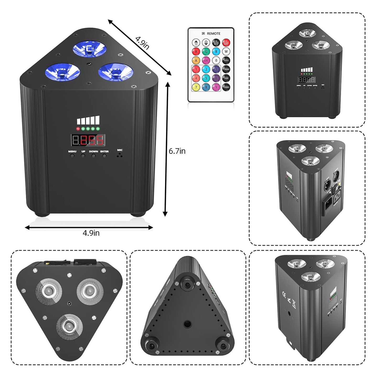 ZonQoonz RGBW 3 LED par Akku, 4400mA Wiederaufladbarem led par strahler Uplight Unterstützt Fernbedienung/DMX Steuerung Disco Bühnenlicht für DJ Party Hochzeits Weihnachten