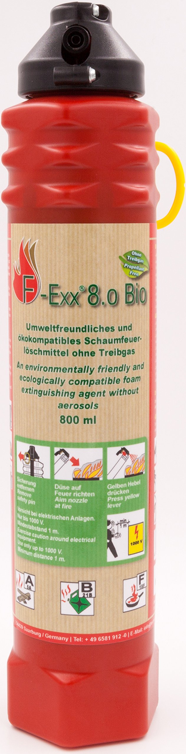 F-Exx 8.0 Bio - Der umweltfreundliche Allround-Feuerlöscher inkl. Wandhalterung (Made in Germany)