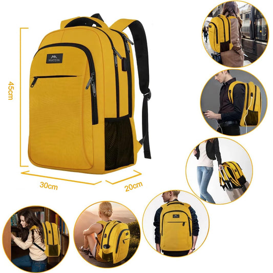 MATEIN Laptop Rucksack Damen 15,6 Zoll Arbeitsrucksack Business Frauen Schulrucksack für Mädchen Jungen mit USB-Ladeanschluss Daypack Student, Zitronengelb