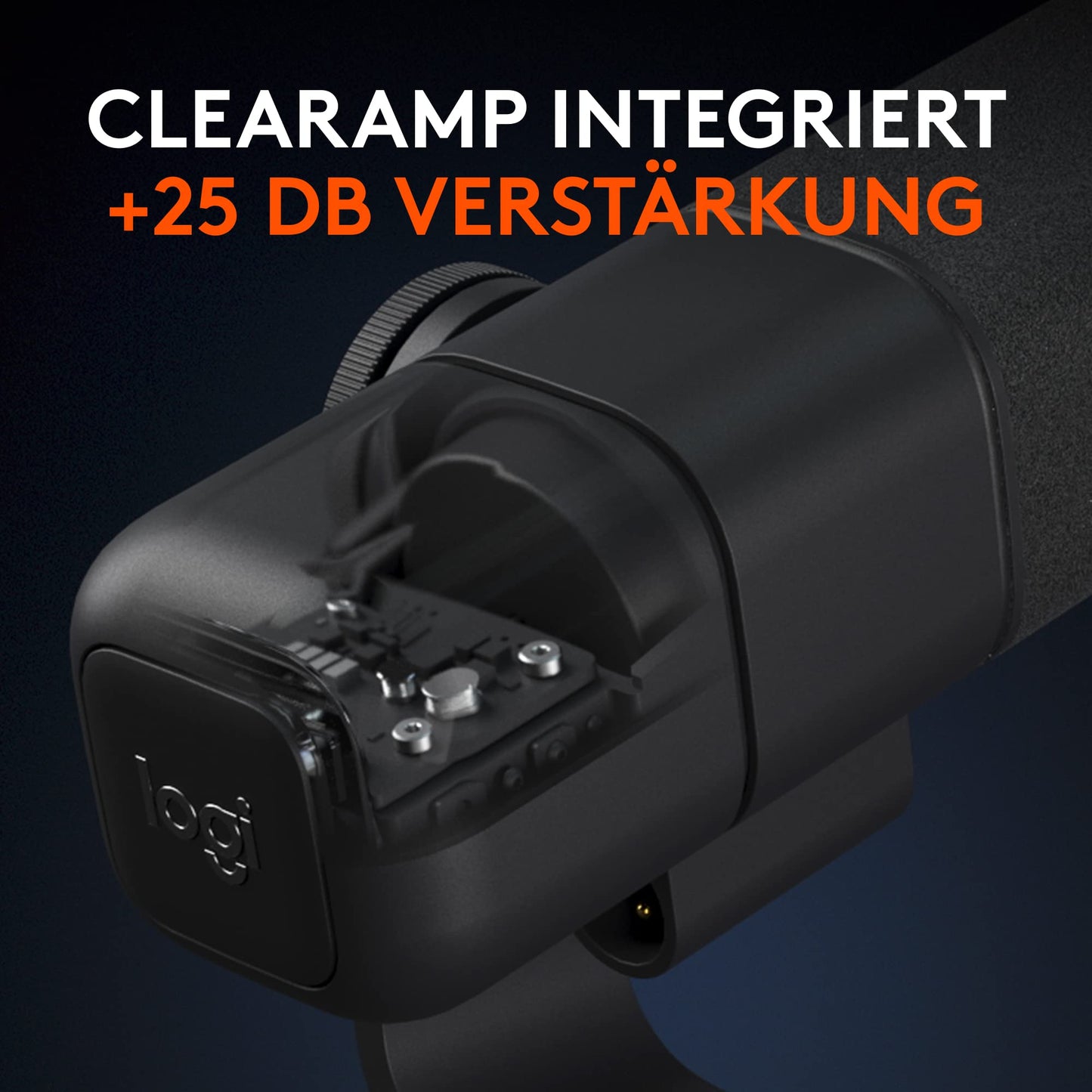Logitech G Blue Sona Aktives dynamisches XLR-Broadcast-Mikrofon für Streaming und Content-Erstellung, ClearAmp-Vorverstärker, Doppelkapsel-Design, Interne Mikrofonspinne - Schwarz