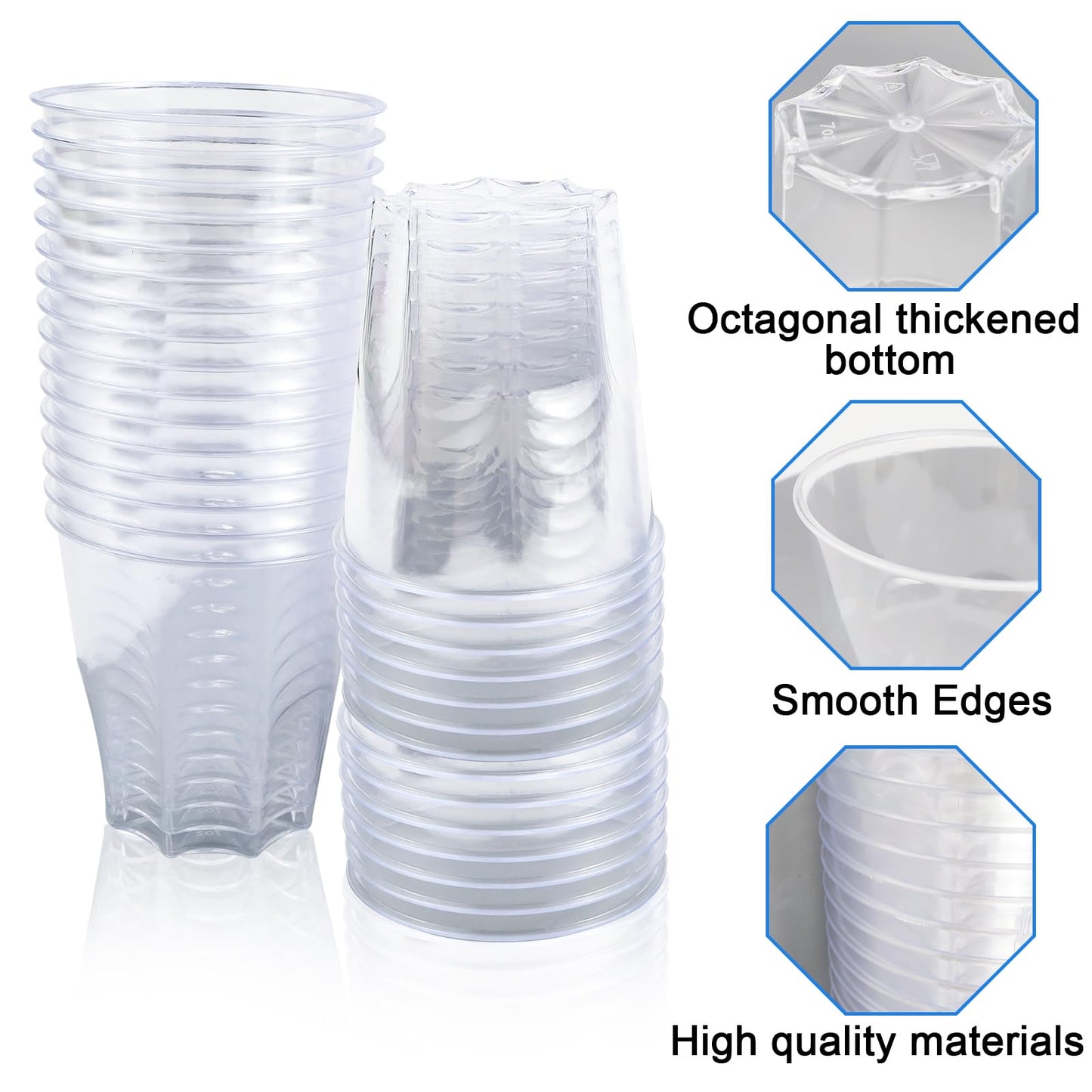 ZHANChen Wassergläser aus Kunststoff 40 Stück Cocktailbecher Whiskygläser 200 ml Mehrwegbecher Hartplastik Transparente Plastikbecher für Party Hochzeit Bankett (C-40Pcs)