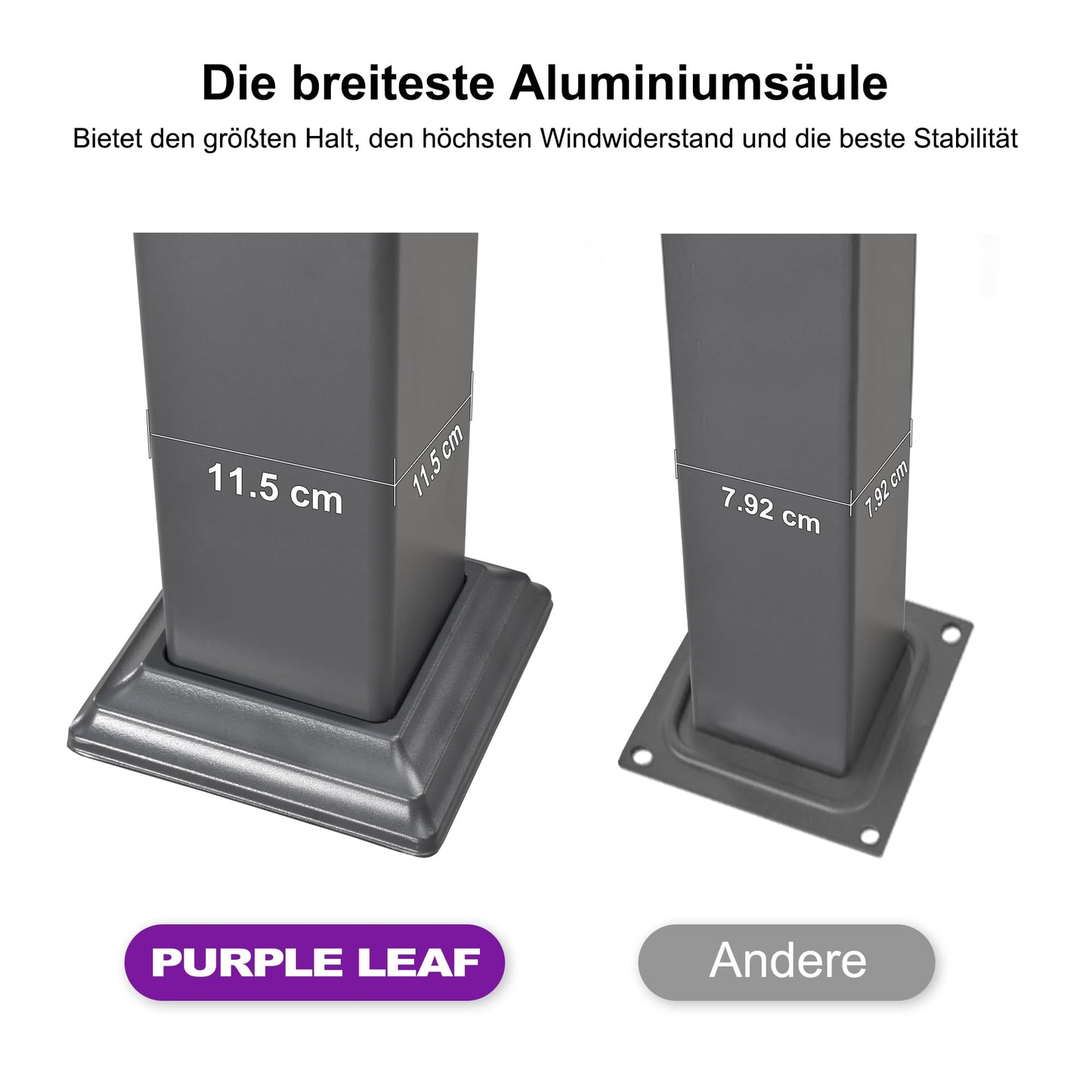 PURPLE LEAF Pergola 3.45 x 6.23 m Wasserdicht Stabil Winterfest Alu Pergola mit Lamellendach Terrassenüberdachung mit Verstellbaren Alu-Lamellen für Carport, Grauer Rahmen und Weißes Dach