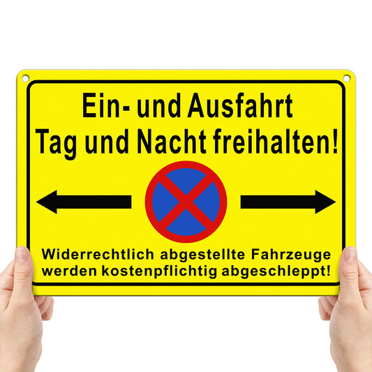 TAKULA Ein und Ausfahrt Freihalten Schild-Einfahrt Freihalten Schilder-Ausfahrt Freihalten Schild,30 * 20CM Reflektierendes Metall Parken Verboten Schild|1 Stück