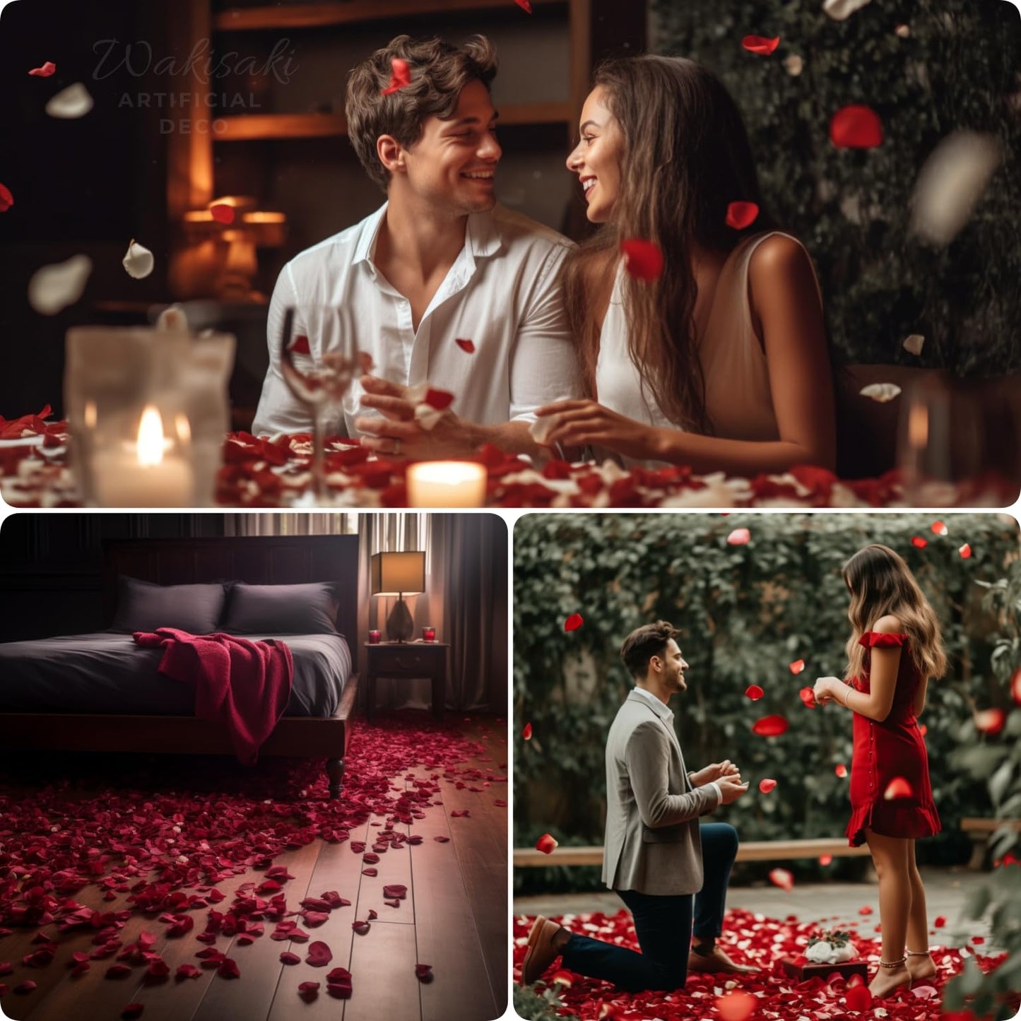 Vorgetrennte & Parfümierte Künstliche Rosenblätter Seidenrosenblätter – Perfekt für Hochzeit, Romantische Nacht, Valentinstag, Party & Event-Dekoration (1000 Stücke, Dunkelrot)