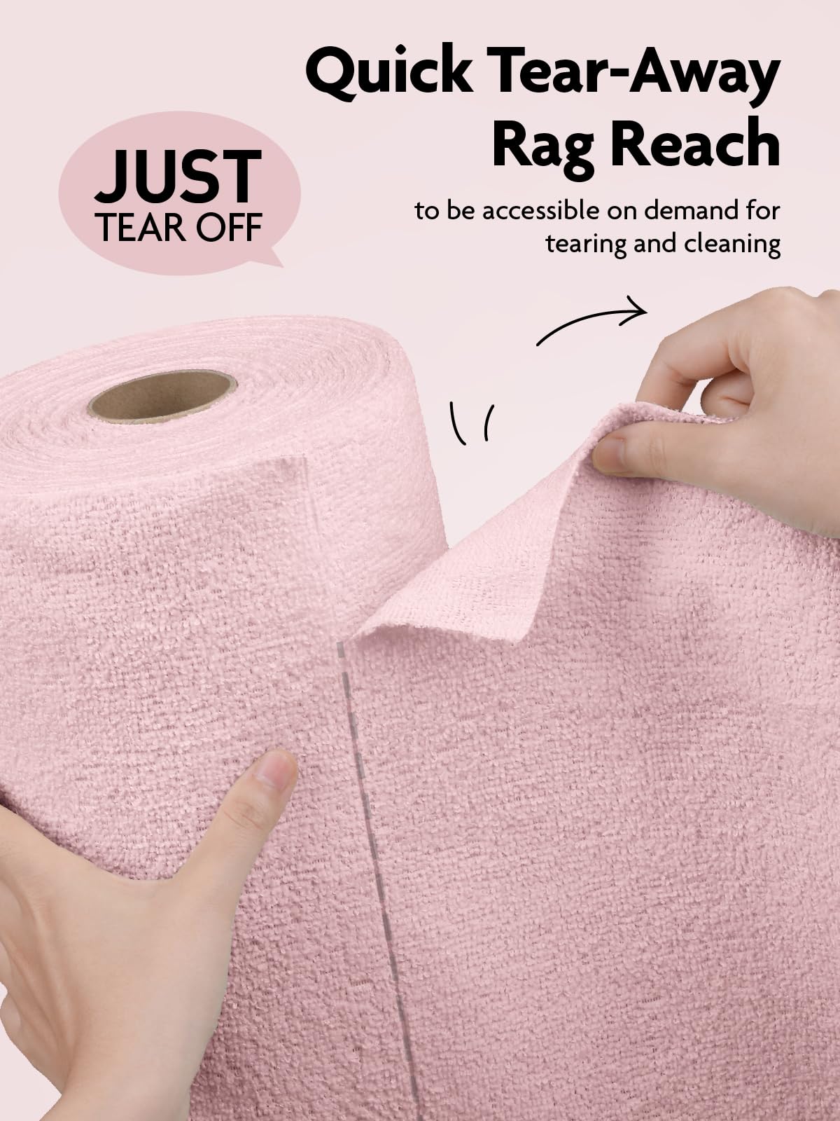 Fantasticlean Mikrofaser Reinigungstücher, 75 Stück pro Rolle Abreißbare Putztücher, Wiederverwendbare Fusselfreie Lappen für Auto, Küche und Haus 30x30cm-Rosa