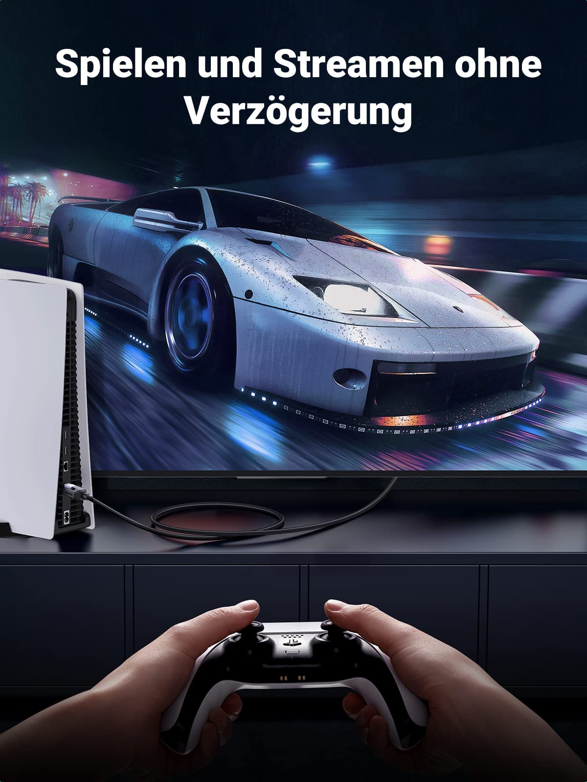 UGREEN Cat 8 LAN Kabel 40Gbps 2000MHz Superschnell Netzwerkkabel POE RJ45 Ethernet Kabel Wlankabel kompatibel mit PS5/4, Steam Deck, Xbox, Switch, Router, Modem (1M)