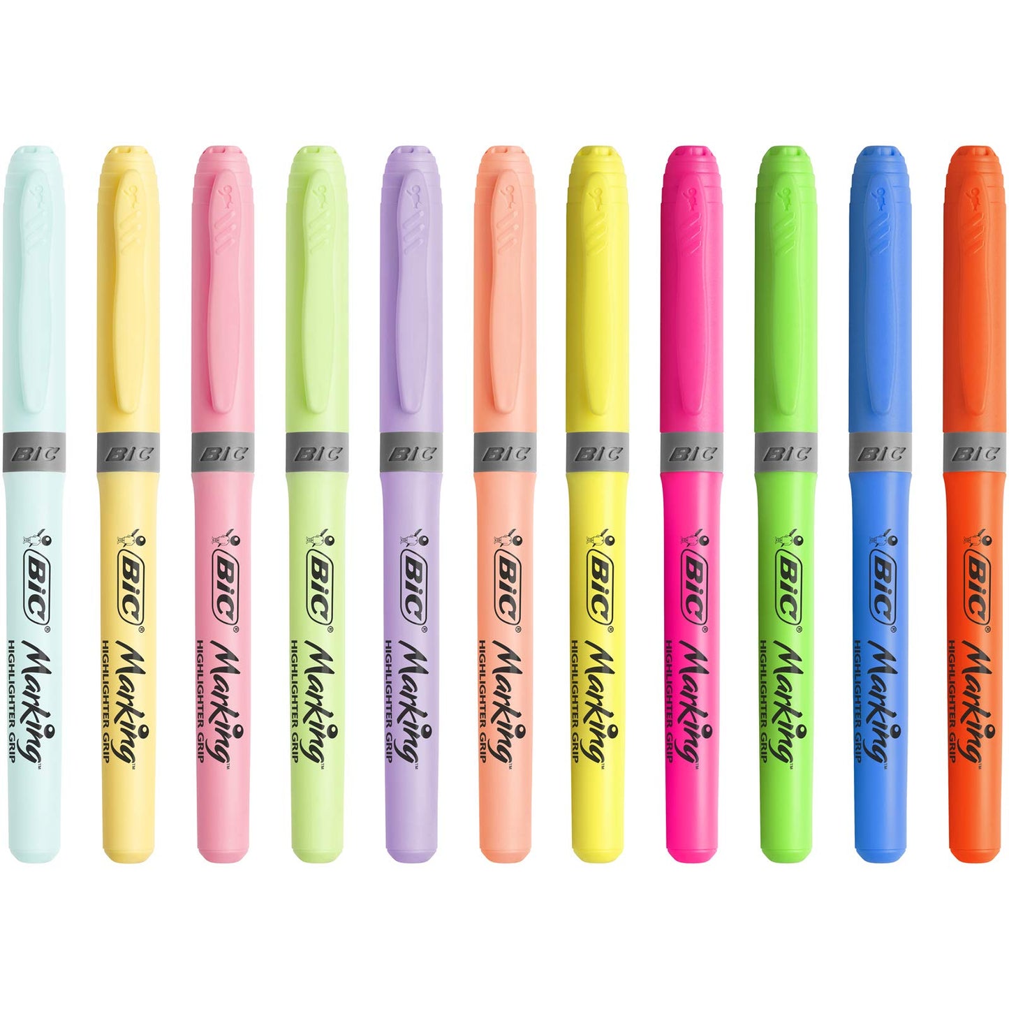 BIC Highlighter, Textmarker, 24er Pack, in verschiedenen Farben inkl. Pastell, mit Keilspitze, Strichstärke: 1.6 bis 3.4 mm, mit Austrocknungsschutz