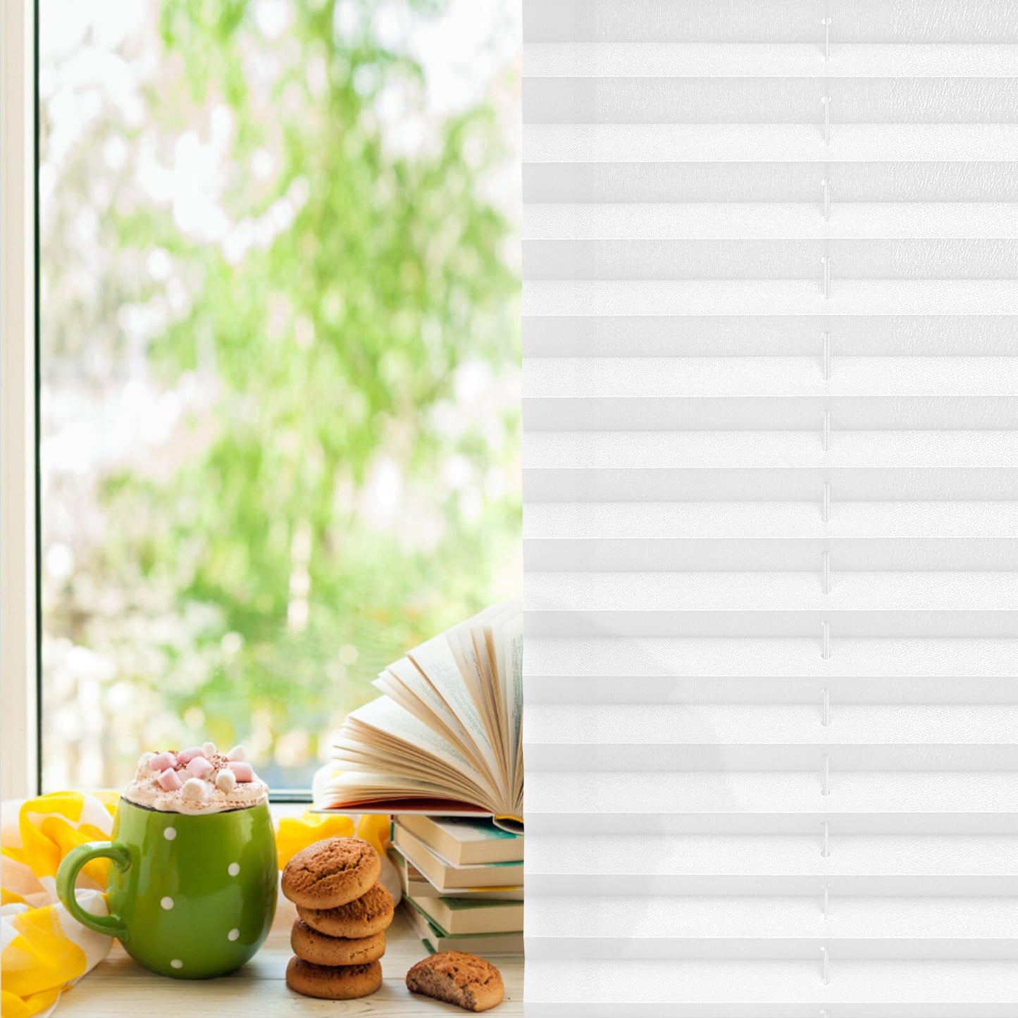 Plissee ohne Bohren Klemmfix 80x110cm(BxH) Weiß Jalousie Sonnenschutz Easyfix Faltrollo Lichtdurchlässig Rollo für Fenster & Tür