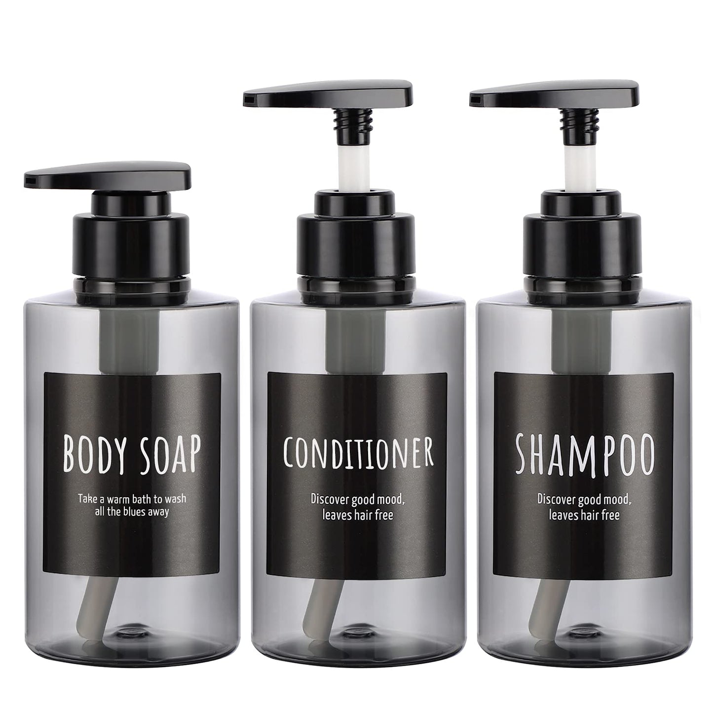 300ml Leere Shampoo-Flasche, Segbeauty 3pcs Kunststoff-Pumpspenderflasche, 10,1 Unzen Nachfüllbare Shampoo-Pumpflaschen für die Dusche Körperseife Haarspülung Hotel Badezimmer Grau
