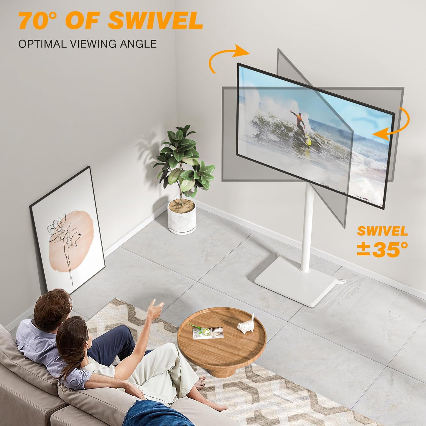 TVON TV Ständer TV Bodenständer für 32-55 Zoll Fernseher Standfuß Fernsehstand höhenverstellbar schwenkbar Max. VESA 400x400 mm bis 40 kg