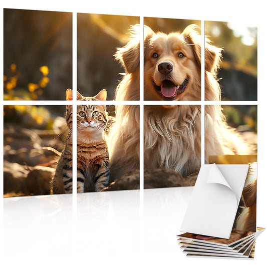 TONOR 8 Pack Art Acoustic Panel mit Selbstklebenden Wandpaneelen, 48"X32" Schallabsorbierende Paneele, Dekorative Schalldichte Paneele, Akustische Behandlung für Tonstudio, Büro, Katze und Hund
