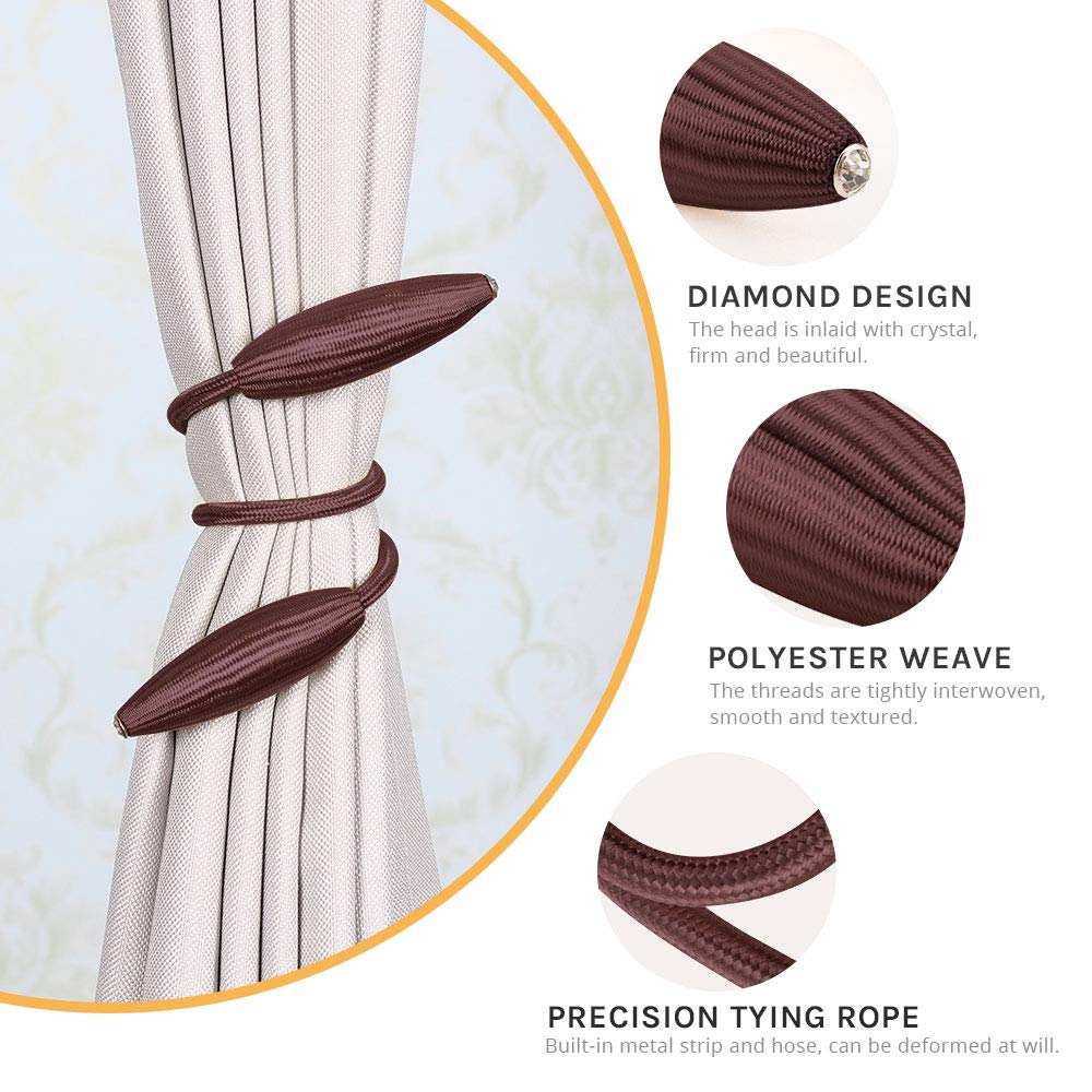 Pretty Jolly 2 Stück DIY Twist Curtain Tiebacks Creative Decorative Drape Tie Backs European Style Random Modelling Curtain Holdbacks for Home & Office Window Blackout & Sheer Drapery (Braun)