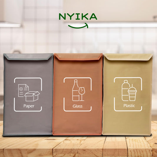 NYIKA Recycling System - Altglas Sammelbehälter - Pfandflaschen Aufbewahrung - Leergut Sammelbehälter - Mülltrennsystem 3fach - Mülltrennsystem - Altpapier Sammler (Cake)