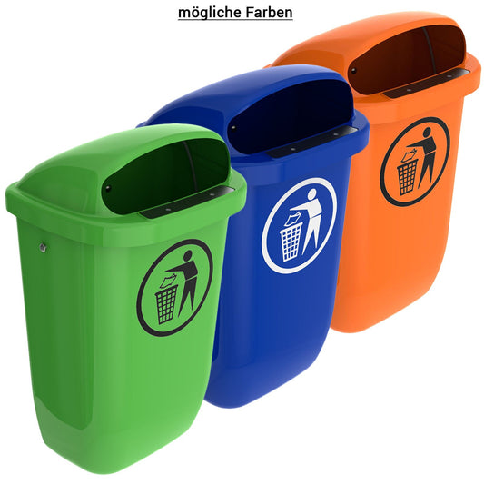 Sulo Original Set Abfallbehälter Papierkorb mit Regenhaube | Der Klassiker Made in Germany | 50 Liter | Orange | ohne Befestigungsschellen & Dreikantschlüssel | H740xB432xT256mm