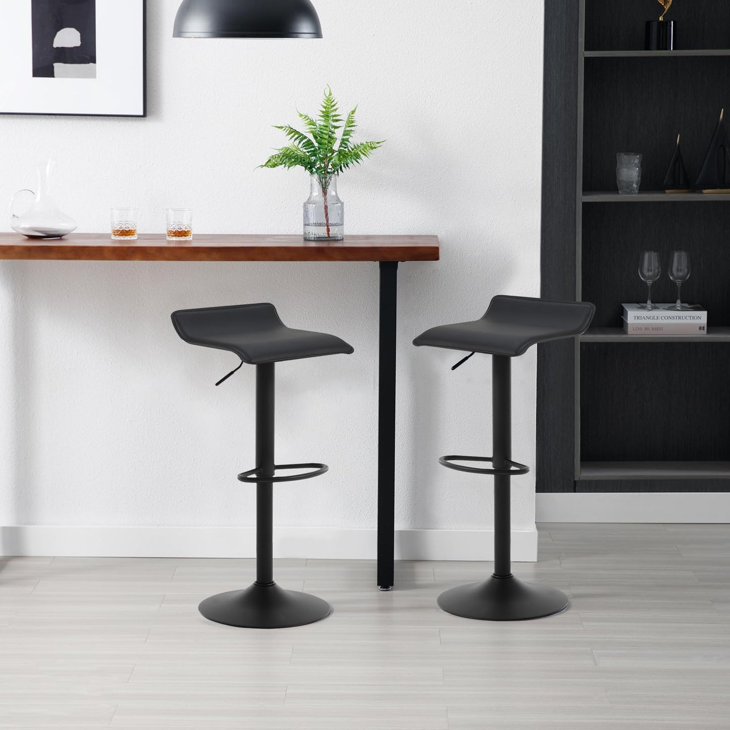 WOLTU Barhocker 2er Set Barstuhl Tresenhocker Bistrohocker Designer Hocker, höhenverstellbar drehbar, Kunstleder Stahl, Schwarz