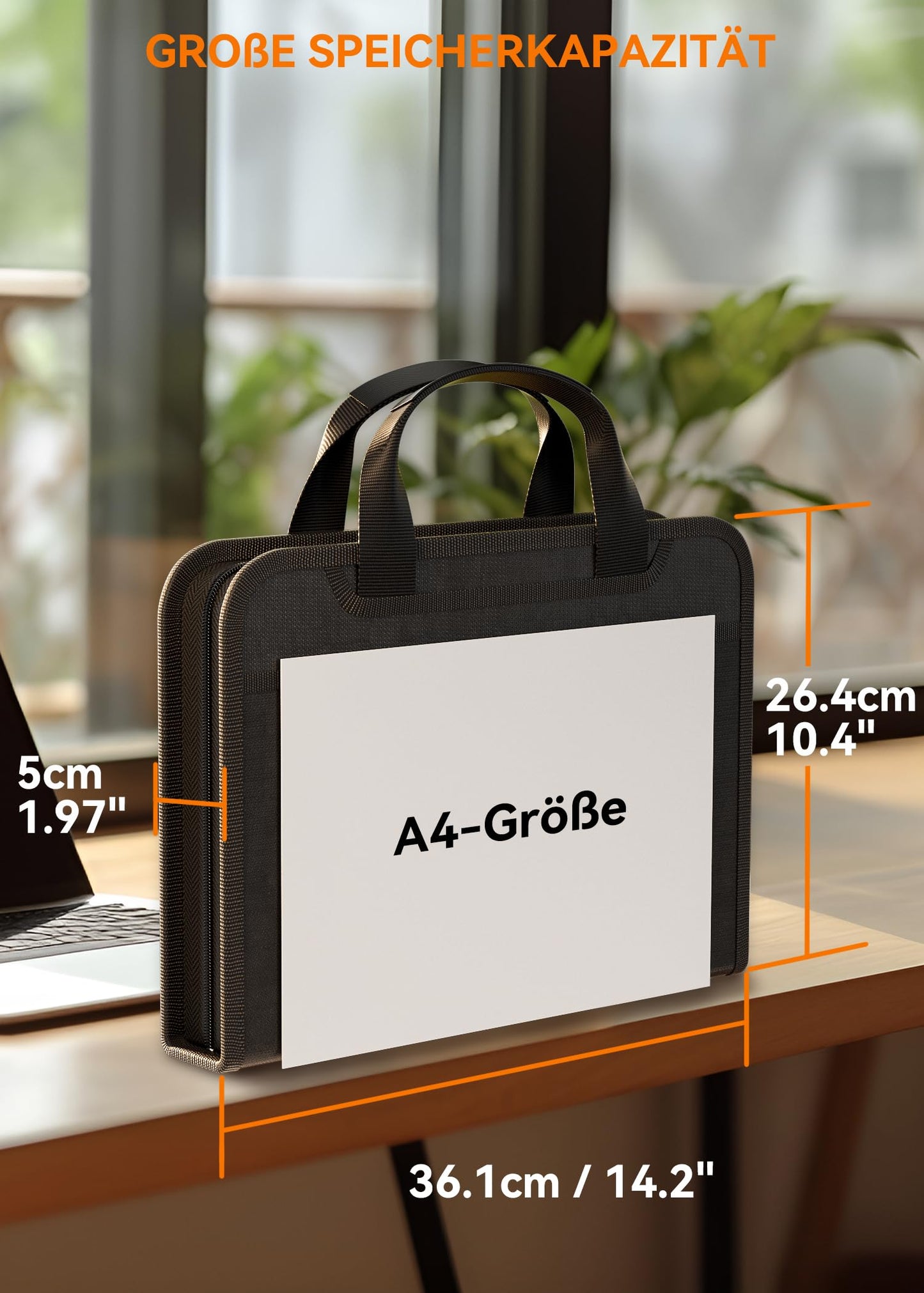 ABC life Dokumentenmappe A4 für Wichtige Dokumente, Fächermappe A4 Feuerfeste Dokumententasche mit 13 Fächern und Griff, Akkordeon Zeugnismappe Reiseunterlagen Organizer für Reisepass, Quittung