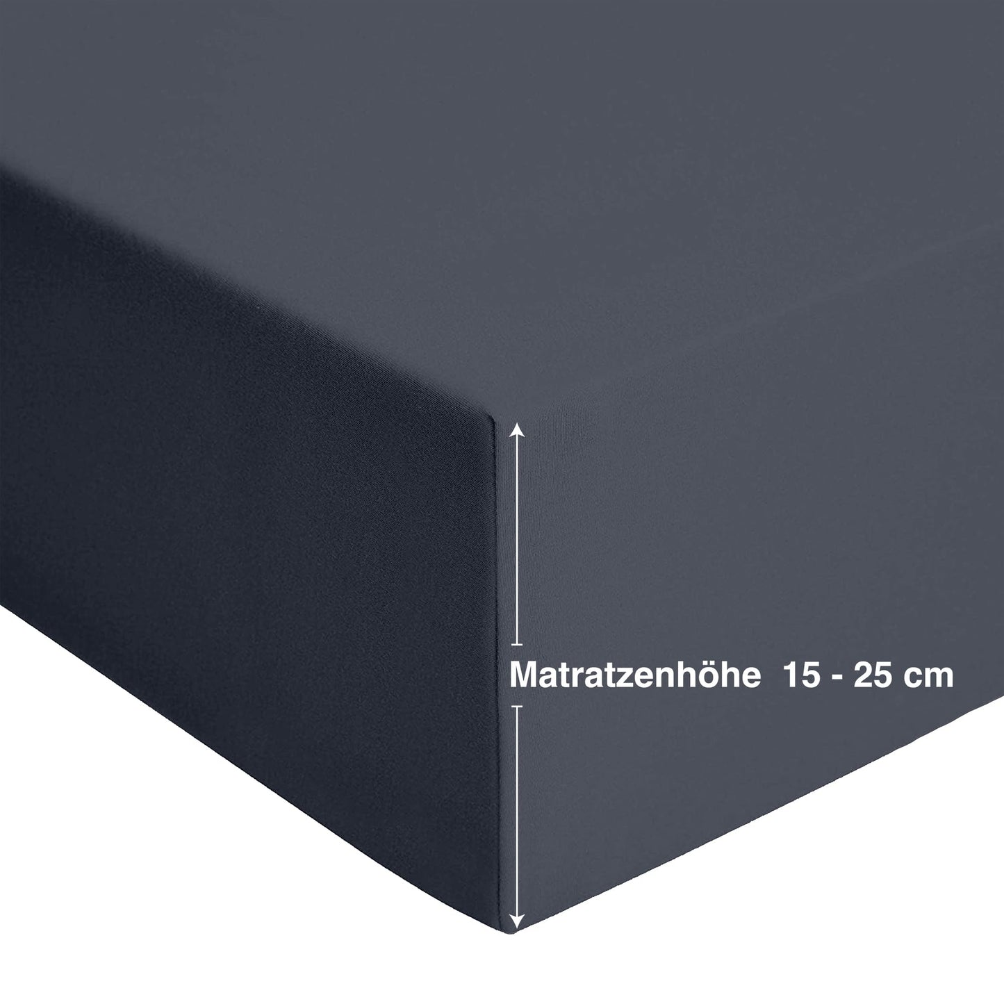 BARBONS Spannbettlaken 180x200cm - 100% Baumwolle Spannbetttuch Oeko-TEX Zertifiziert Bettlaken Jersey Bettwaren und Bettbezug für Boxspringbett und Dicke Matratzen bis 25 cm - Dunkelgrau 180 x 200