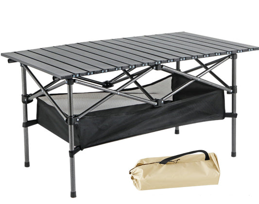 Faltbarer Campingtisch aus legiertem Stahl, aufrollbarer Picknicktisch mit großer Aufbewahrung und Tragetasche für Picknick im Freien, Camping, Grillen, Party, Hinterhof, Strand