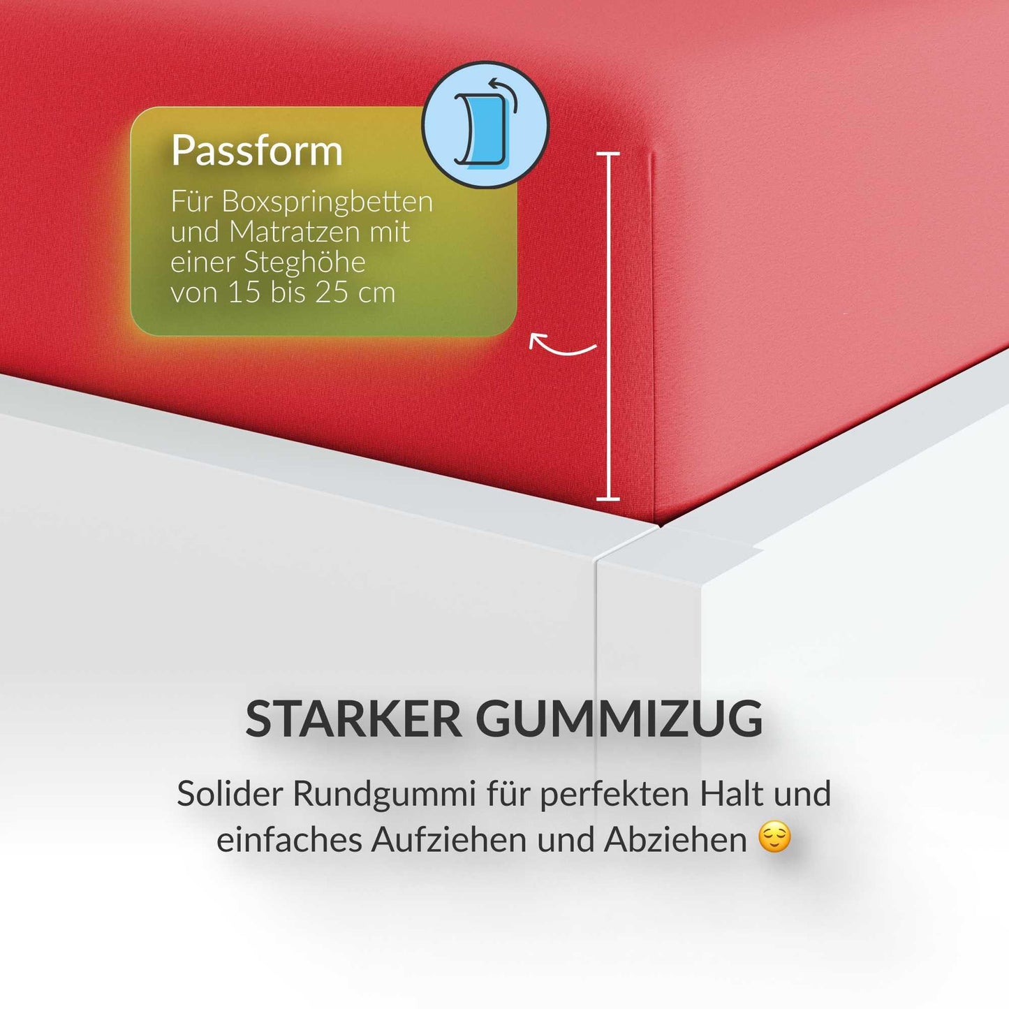 etérea Jersey Spannbettlaken 90x200-100x200 cm Rot für 15-25 cm Steghöhe 100% Baumwolle - Oekotex Spannbetttuch Matratzen Bett Bezug - Bettlaken 90x200cm - 100x200cm Red