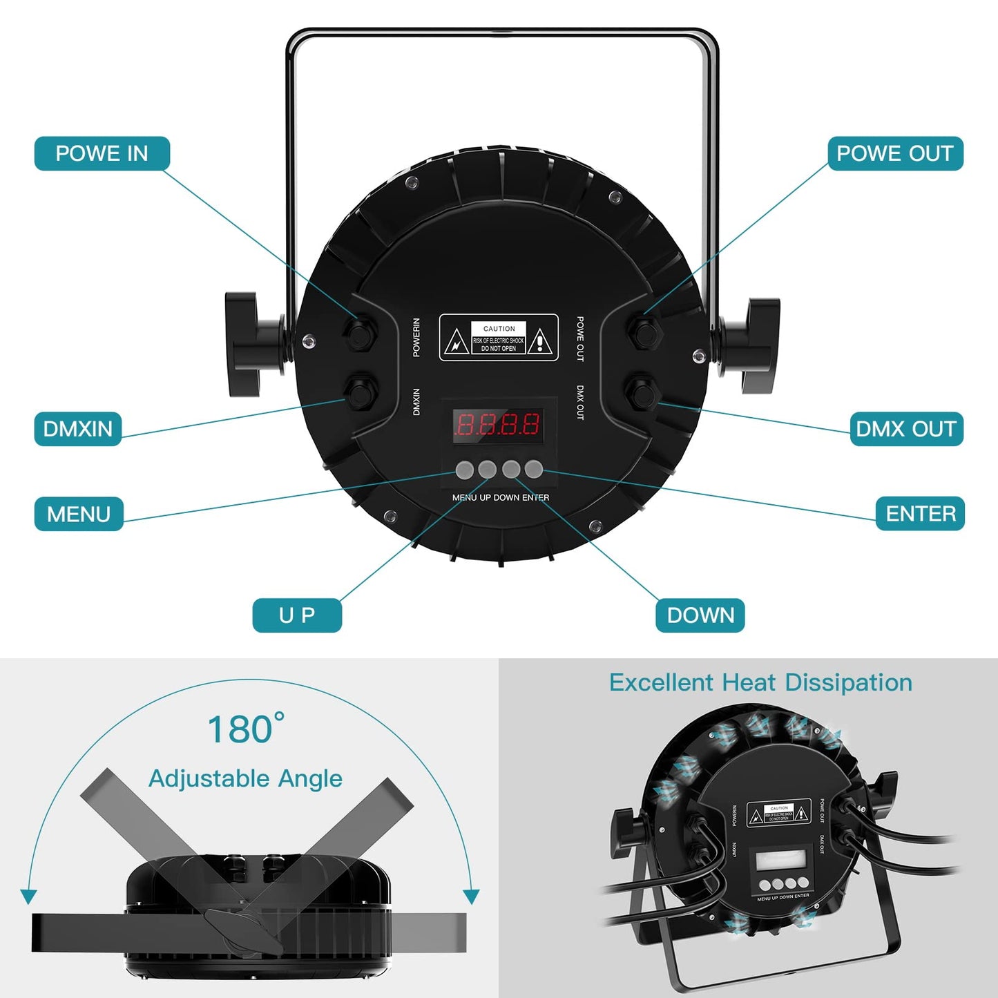 UKing 180W Bühnenlicht Outdoor, RGBW LED Par Strahler IP65 Wasserdicht, 4/8 CH Party Beleuchtung Ideal fürHochzeit Rasen Theater Disco Club